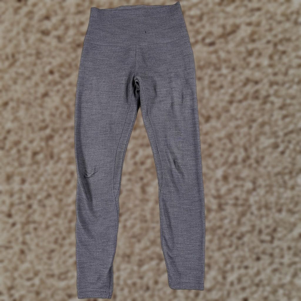 Lululemon Align Pants Women 4 Gray 25” Inseam Mini Heathered Herringbone W5Cfgs Zip Pocket Pockets Tapered Athletic Yoga in Grey (Size 27)