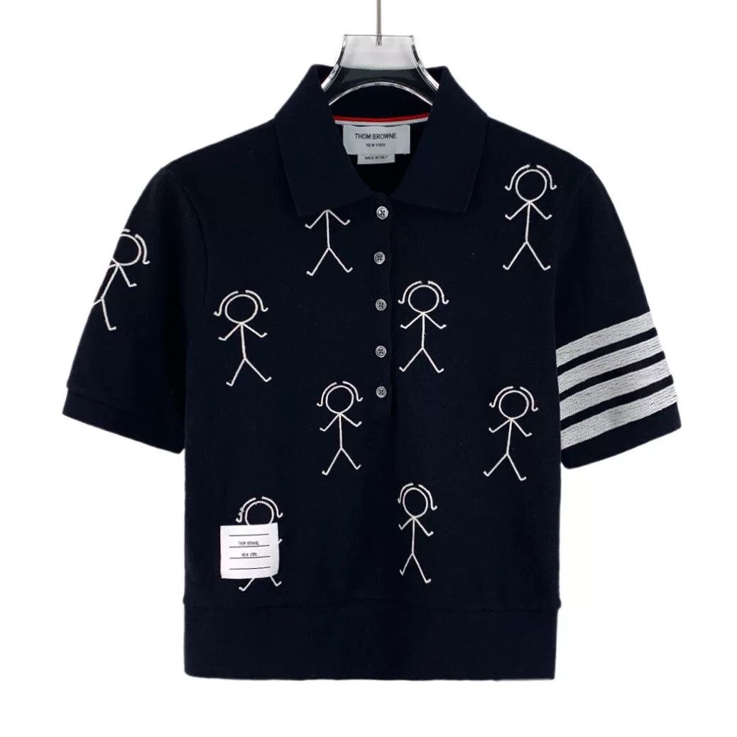 thom browne navy classic polo shirt