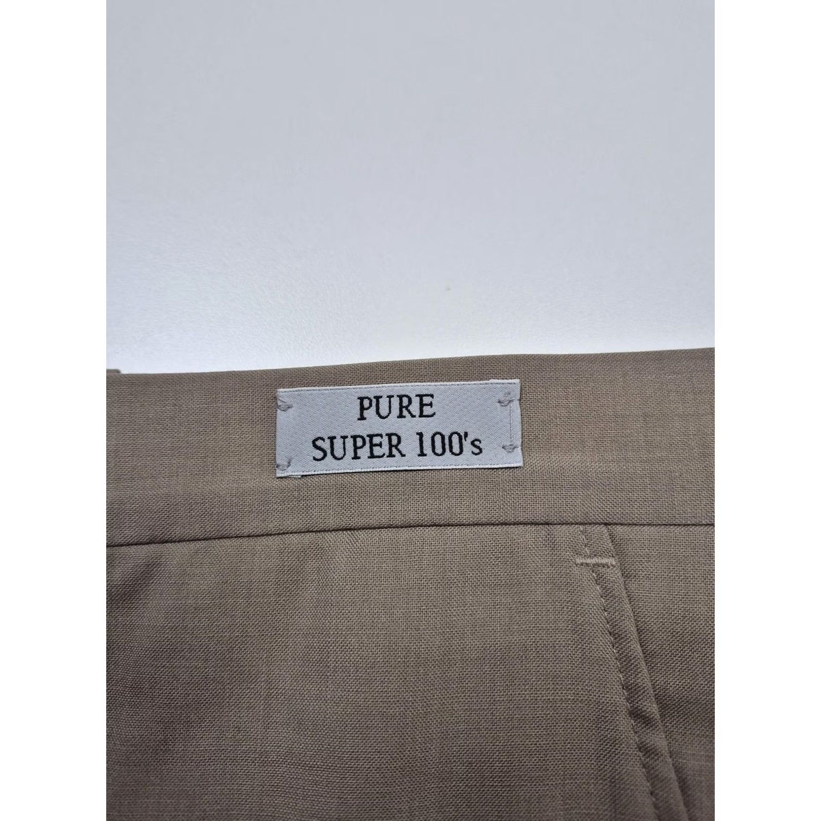 Essentials Asher Essentials Dress Pants Mens 40x36 Beige Wool Super 100 Unhemmed Flat Front Slim/Classic Front Size US 40 / EU 56 - 3 Thumbnail