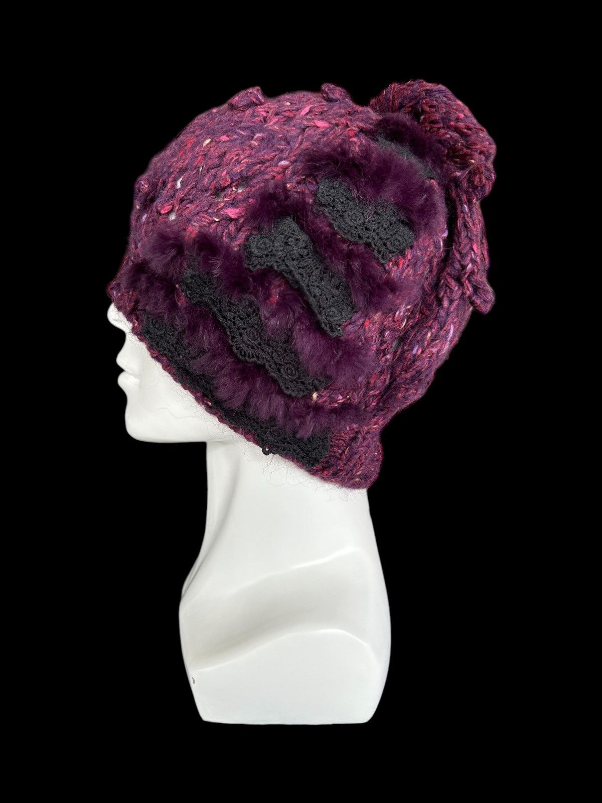 Japanese Brand × Kapital × Vintage Crochet Knitted fur Beanie Hats Punk Bondage Style🎌☠️☠️ Size ONE SIZE - 1 Thumbnail