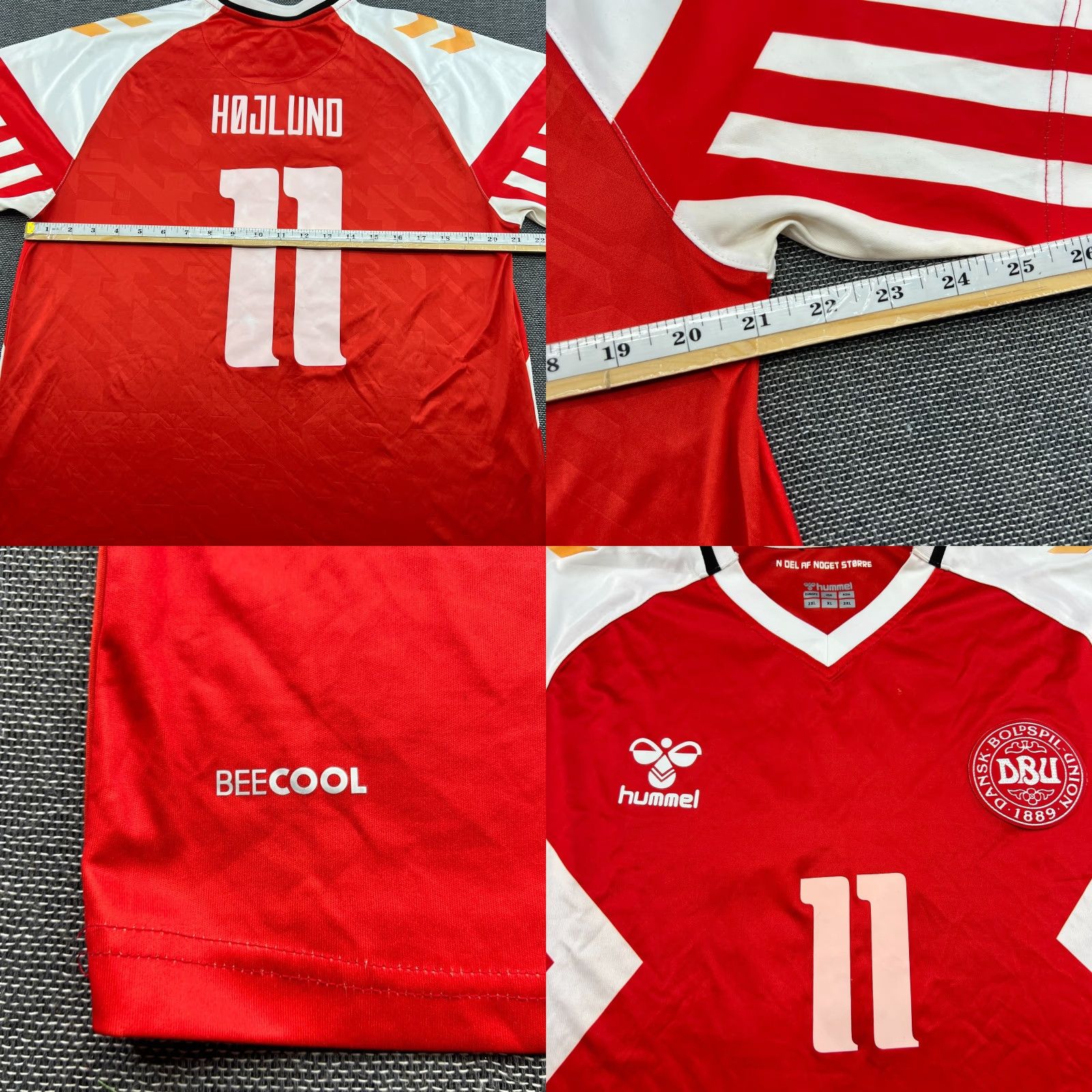 Hummel Denmark 2023 2024 Home Rasmus Højlund Hummel Shirt Mens 2XL Red Football Jersey Shirt Size US XXL / EU 58 / 5 - 9 Thumbnail