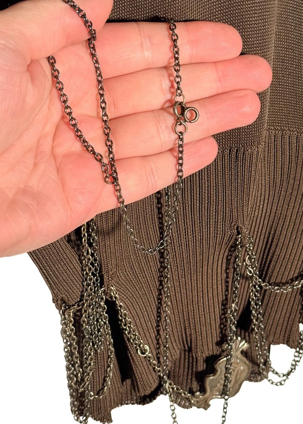 Chloe Chloé Vintage Brown Chain Accent V-neck 3/4 Sleeves Top Size S / US 4 / IT 40 - 8 Thumbnail