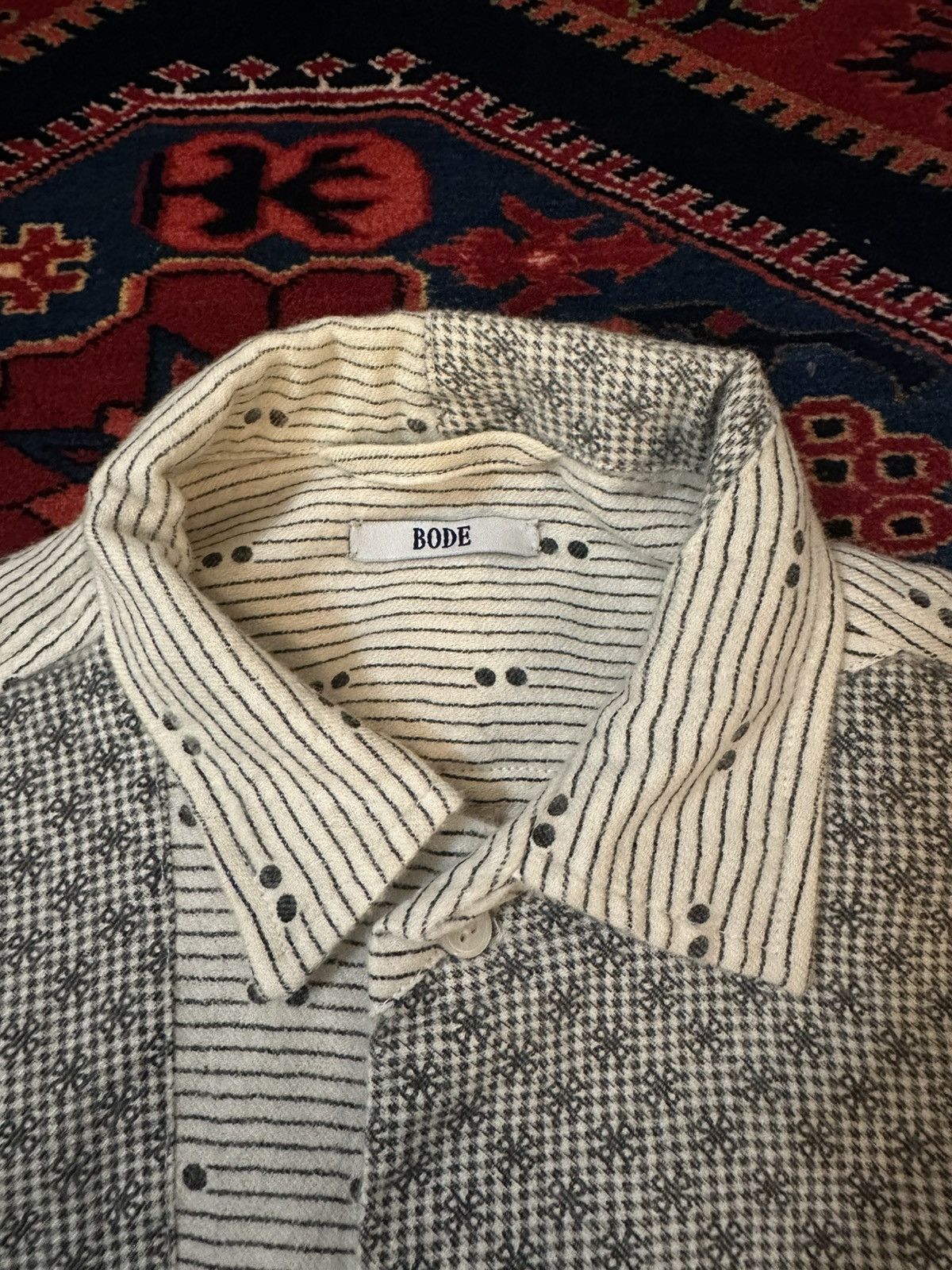 Bode Bode Patchwork Havana Long Sleeve Button Down Size US S / EU 44-46 / 1 - 3 Thumbnail