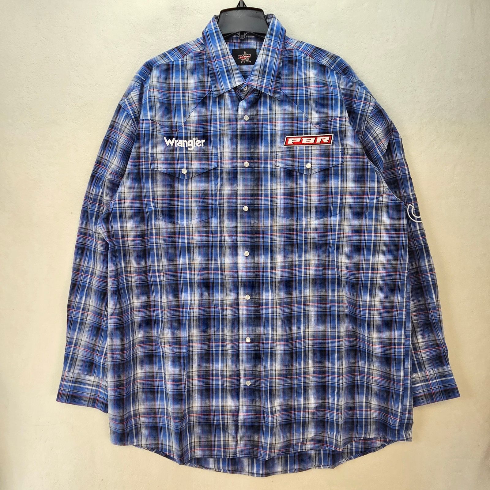 Wrangler WRANGLER PBR PLAID MEN'S 2XT PEARL SNAP WESTERN SHIRT NWT Size US XXL / EU 58 / 5 - 1 Thumbnail