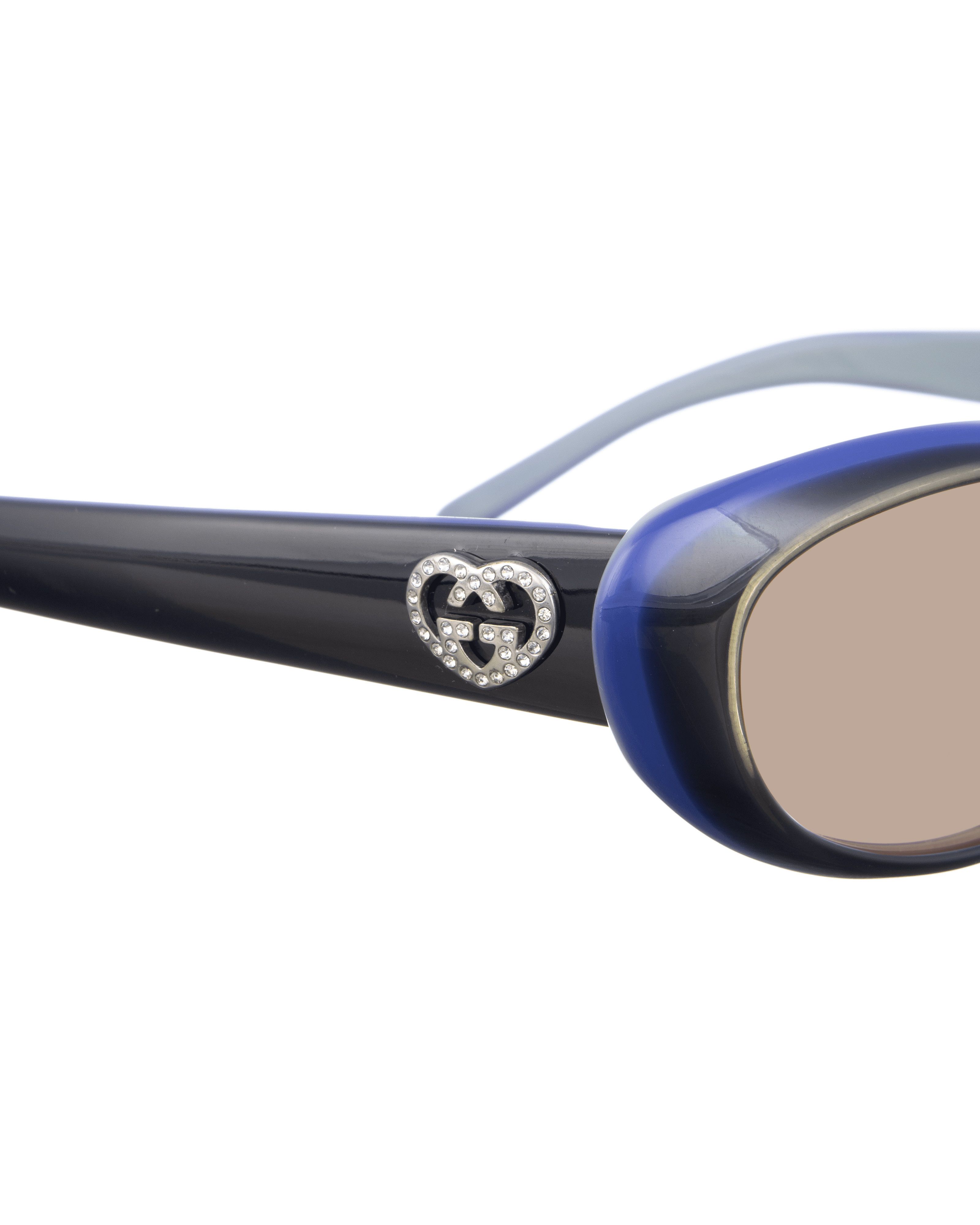 Gucci Gucci 00s Navy Cat Eye Sunglasses with Crystal Hearts Size ONE SIZE - 3 Thumbnail