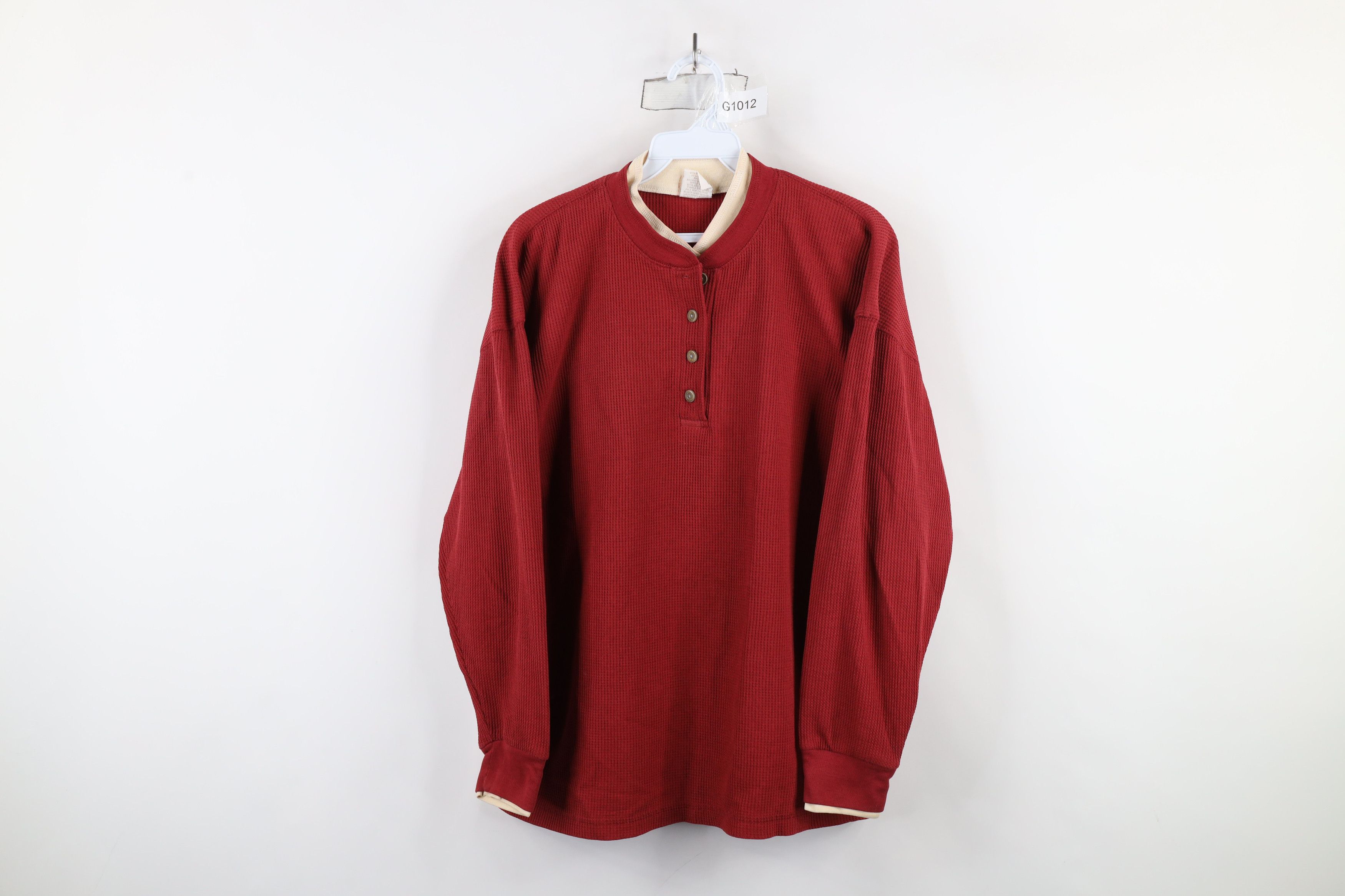 Vintage Vintage 90s Streetwear Layered Thermal Waffle Knit T-Shirt Size L / US 10 / IT 46 - 1 Thumbnail