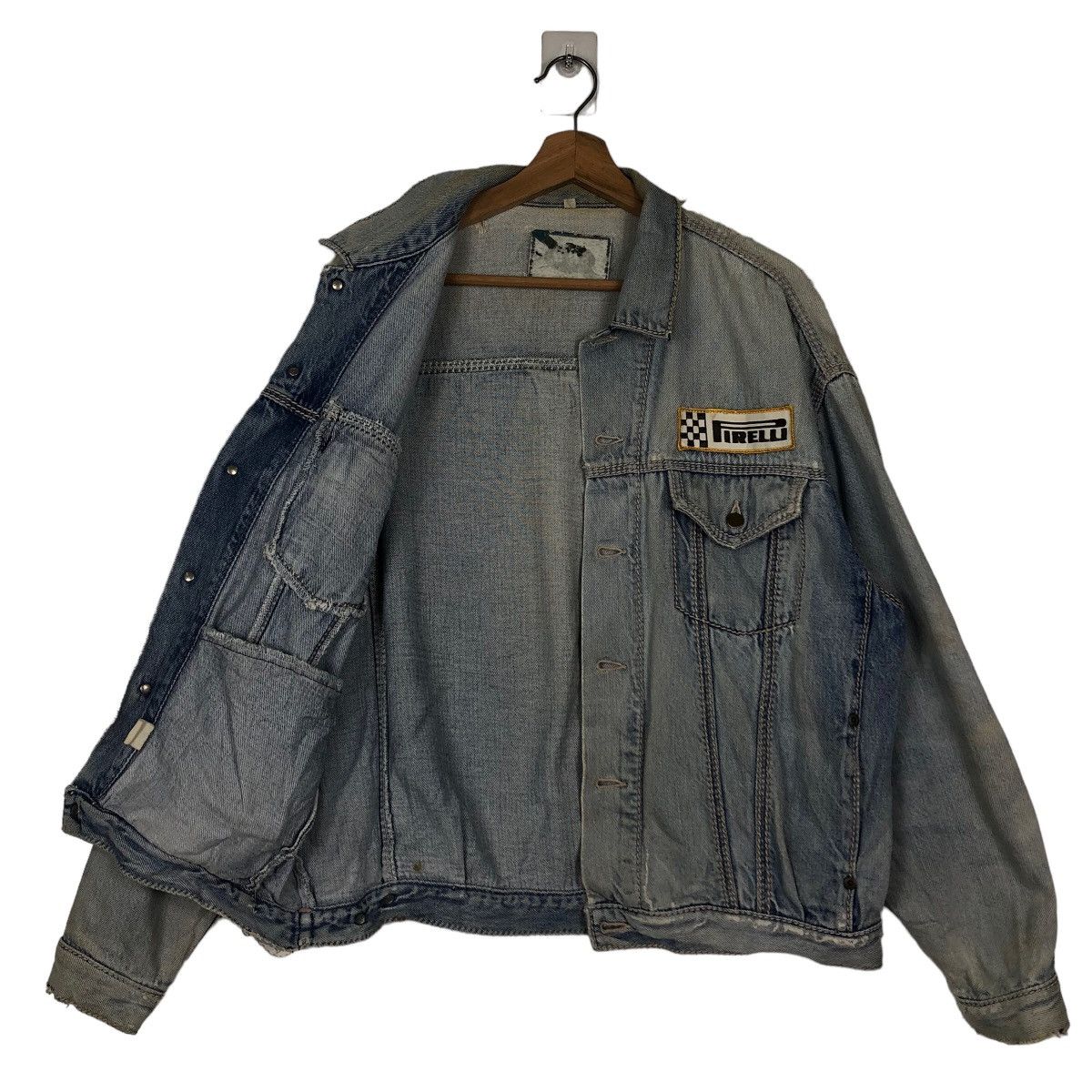 Japanese Brand 🔥Vintage Trucker Denim Jacket Racing Pirelli Italy Big Logo Size US M / EU 48-50 / 2 - 9 Thumbnail