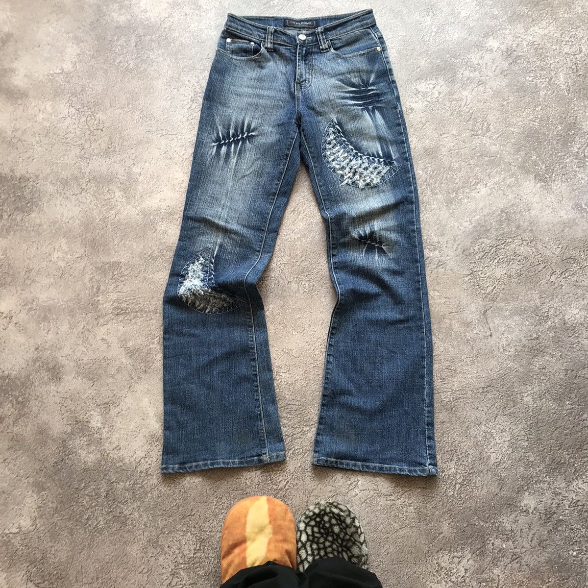 Vintage Vintage 90s Distressed Flared Jeans Grunge Low Rise Slim 27 Size 27" / US 4 / IT 40 - 2 Thumbnail