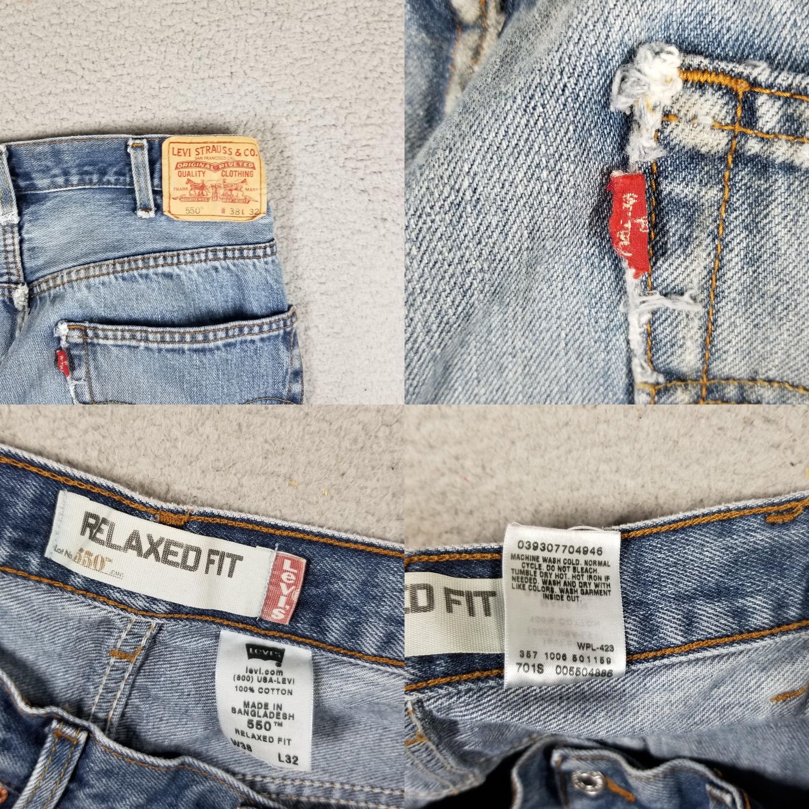 Levi's Levi's 550 Jeans Mens 38x32 Tapered Fit Relaxed Cotton Denim Blue Casual Pants Size US 38 / EU 54 - 8 Thumbnail