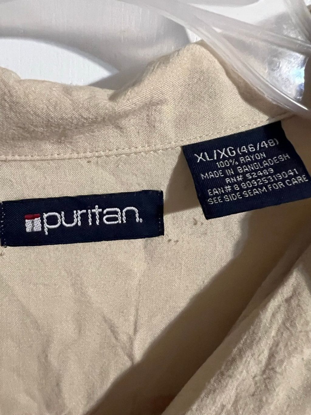 Puritan Men's Puritan Casual Button Down Shirt XL Beige with Orange Size US XL / EU 56 / 4 - 4 Thumbnail