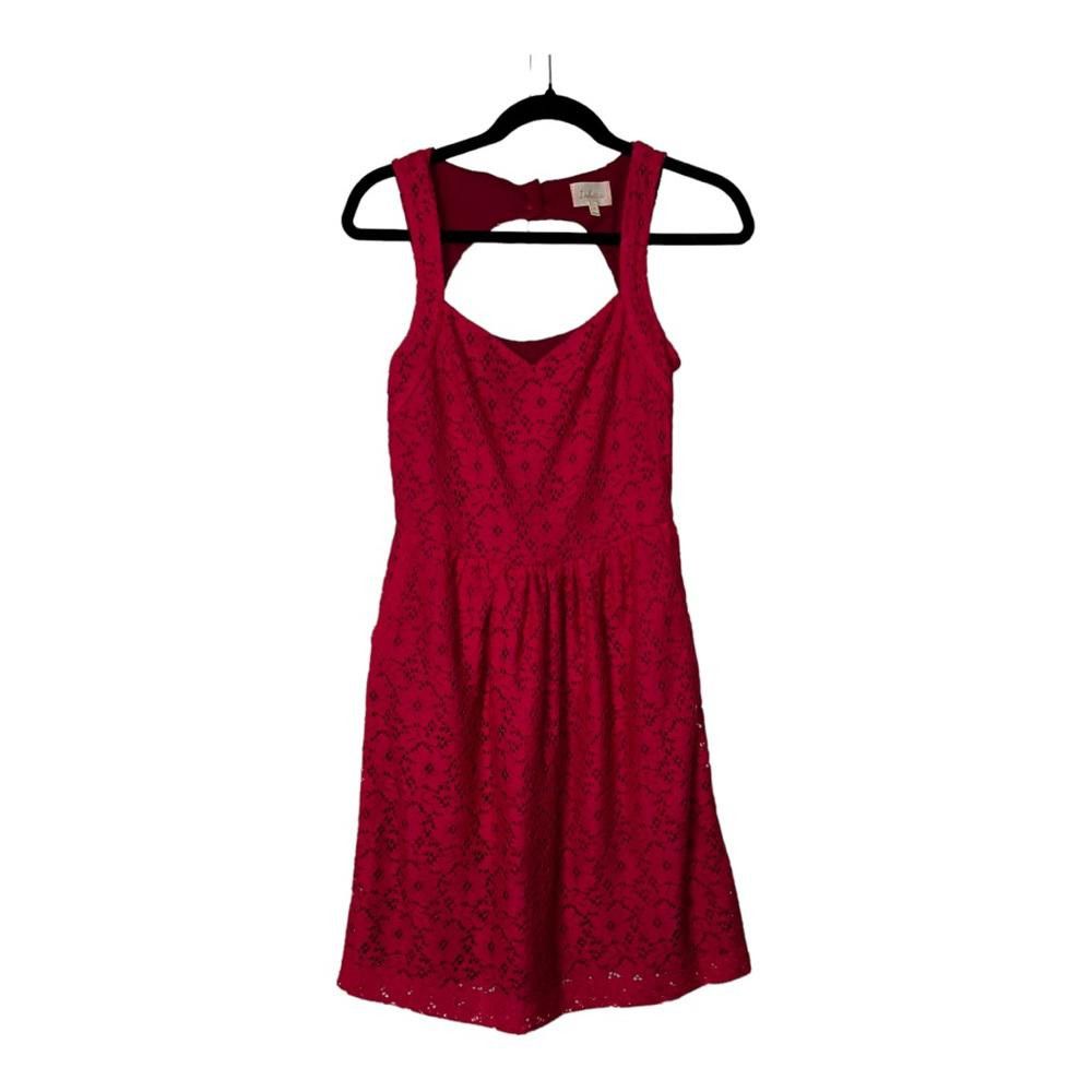 Designer Anthropologie l Deletta Red Lace Dress XS Size XS / US 0-2 / IT 36-38 - 2 Thumbnail