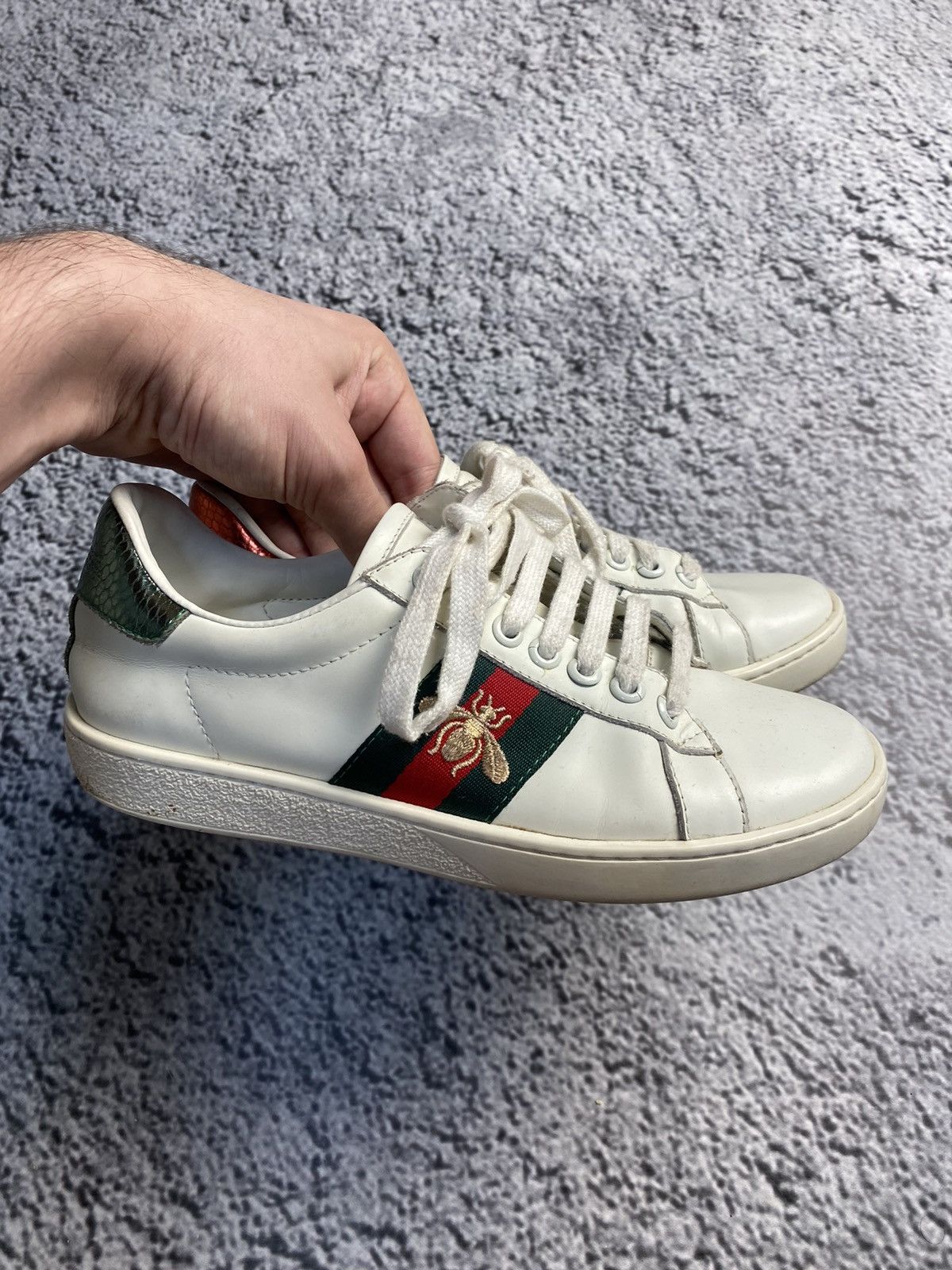 image of Gucci Ace Sneakers in White, Men's (Size 5)
