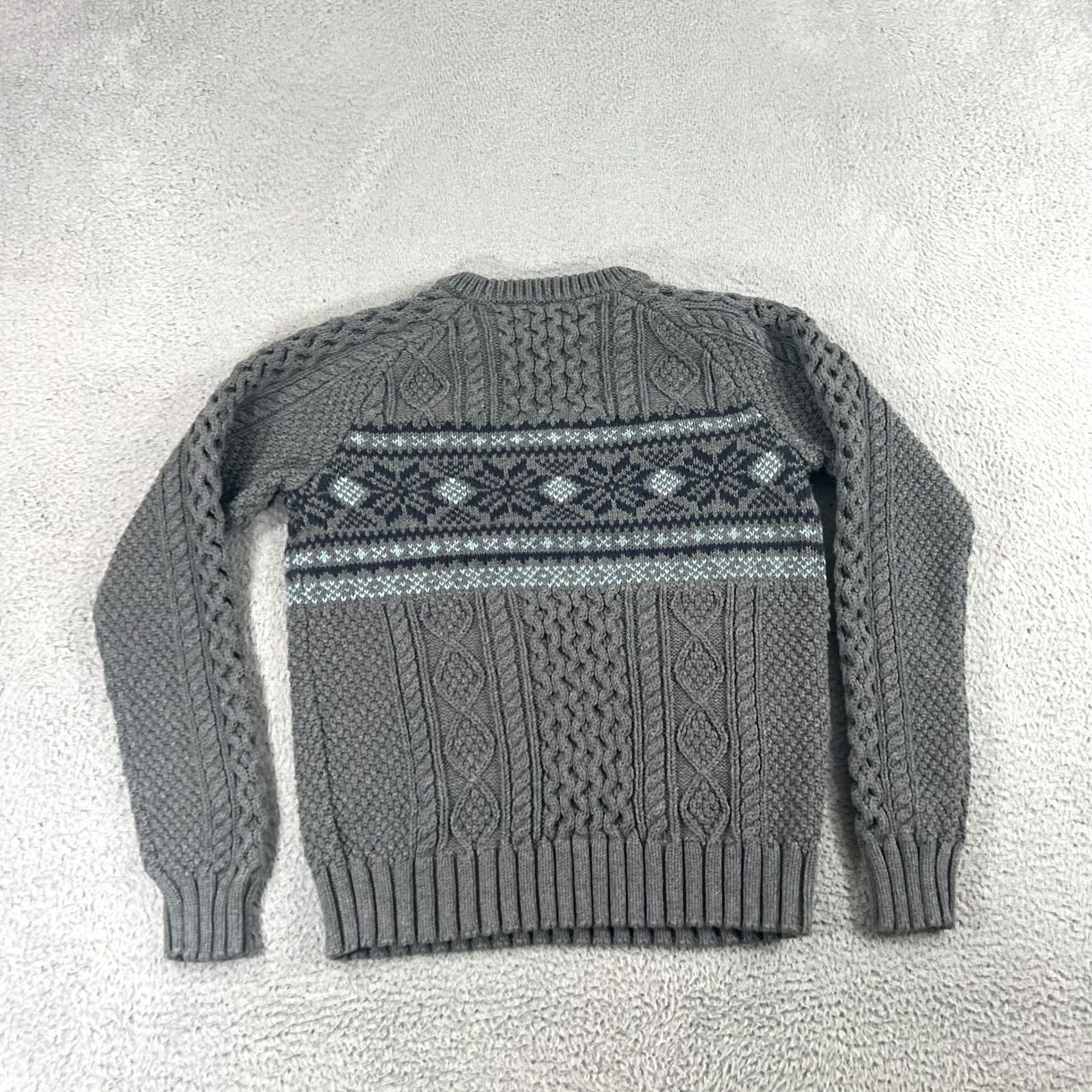 Vintage LL Bean Signature Cotton Fisherman Sweater Fair Isle Gray Blue Sz Medium Size US M / EU 48-50 / 2 - 6 Thumbnail