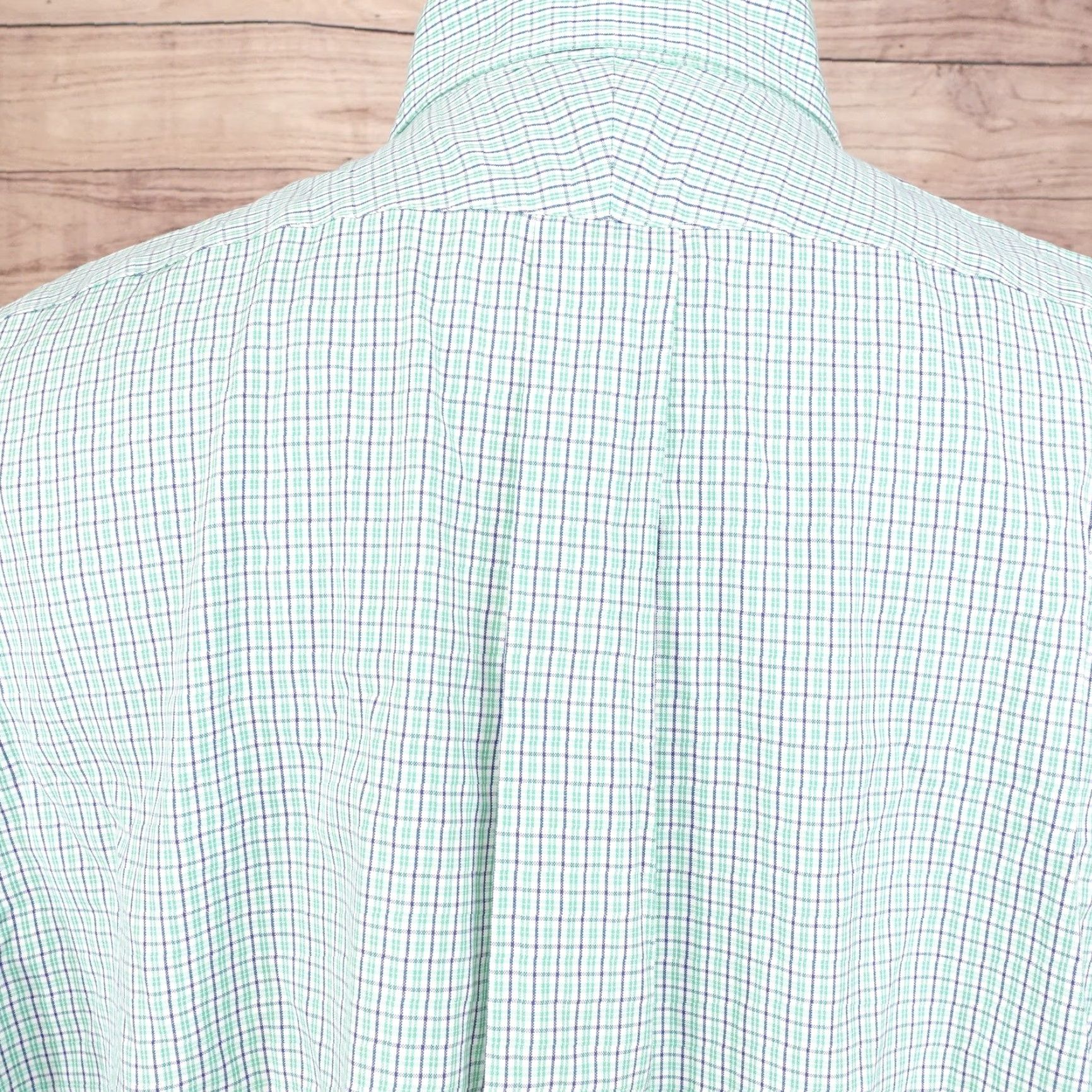 Lands' End LANDS' END Men's Short Sleeve Shirt 2XL Green Blue Plaid Cotton No Iron Button-Down Casual Size US XXL / EU 58 / 5 - 5 Thumbnail