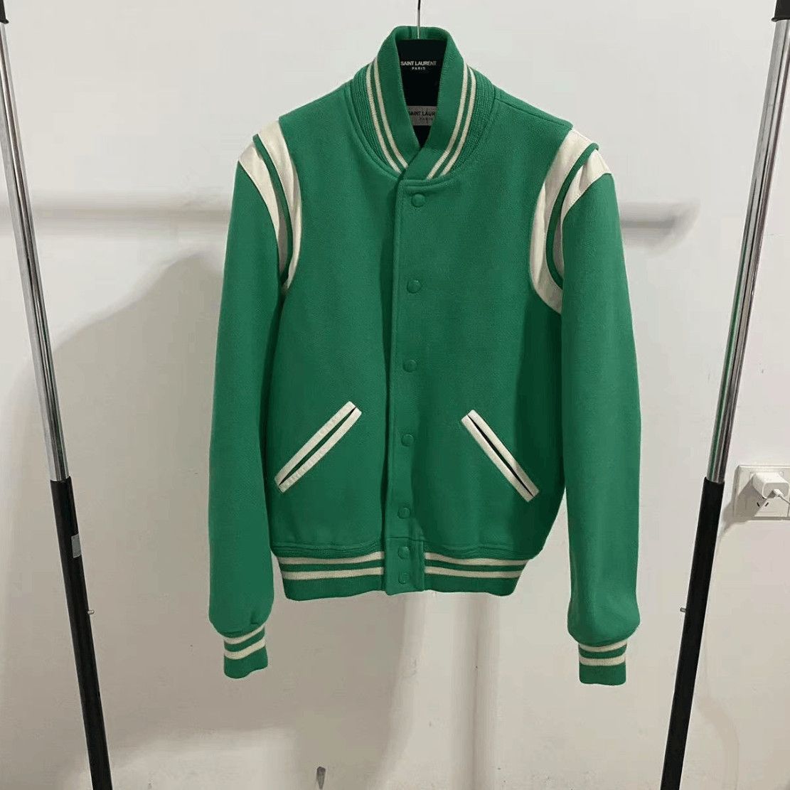 Sz 42 Saint Laurent Paris 17SS Green Teddy Jacket