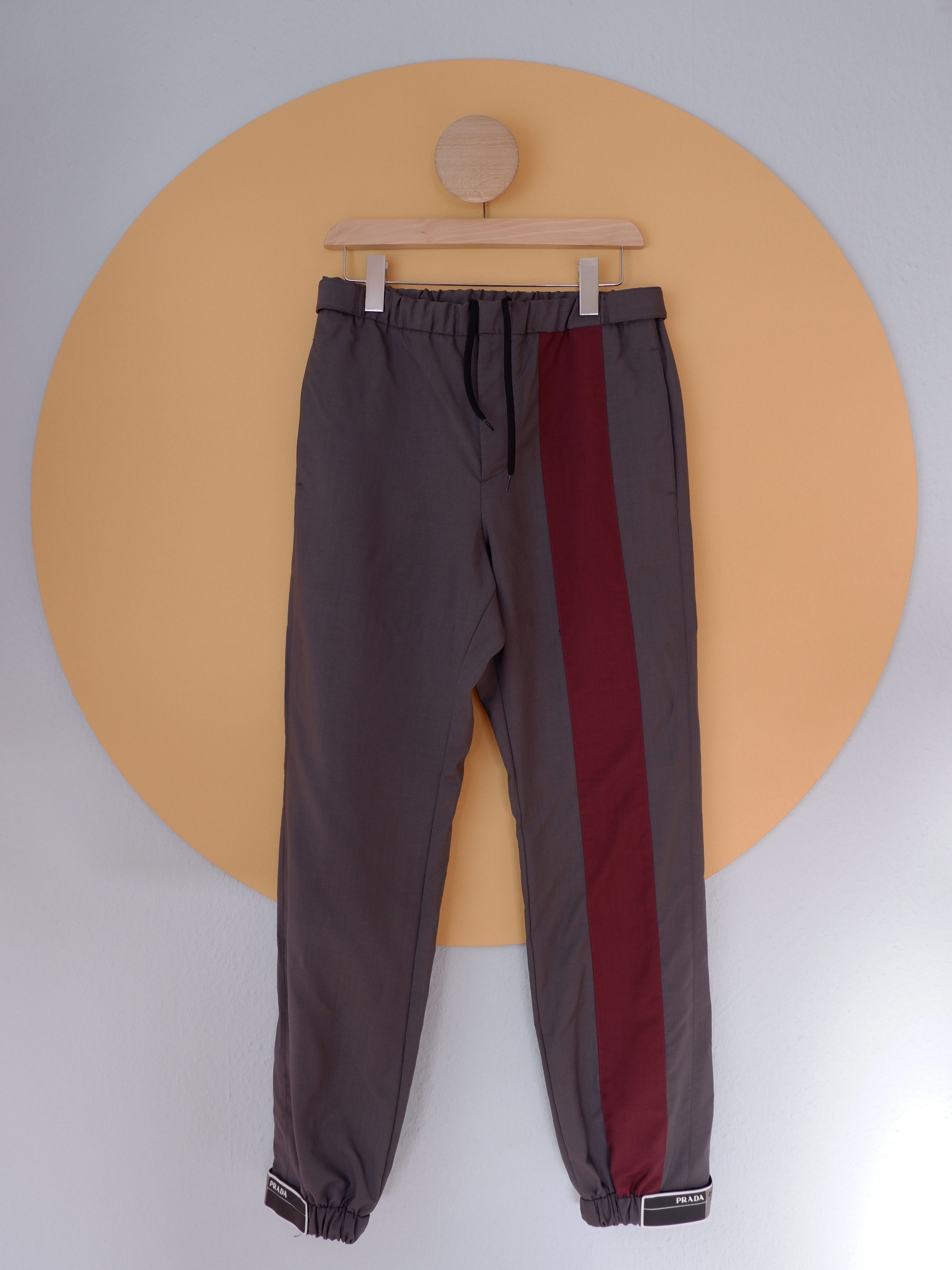 image of Prada Logo Strap Wool Pants Runway Ss18 in Grey, Men's (Size 30)