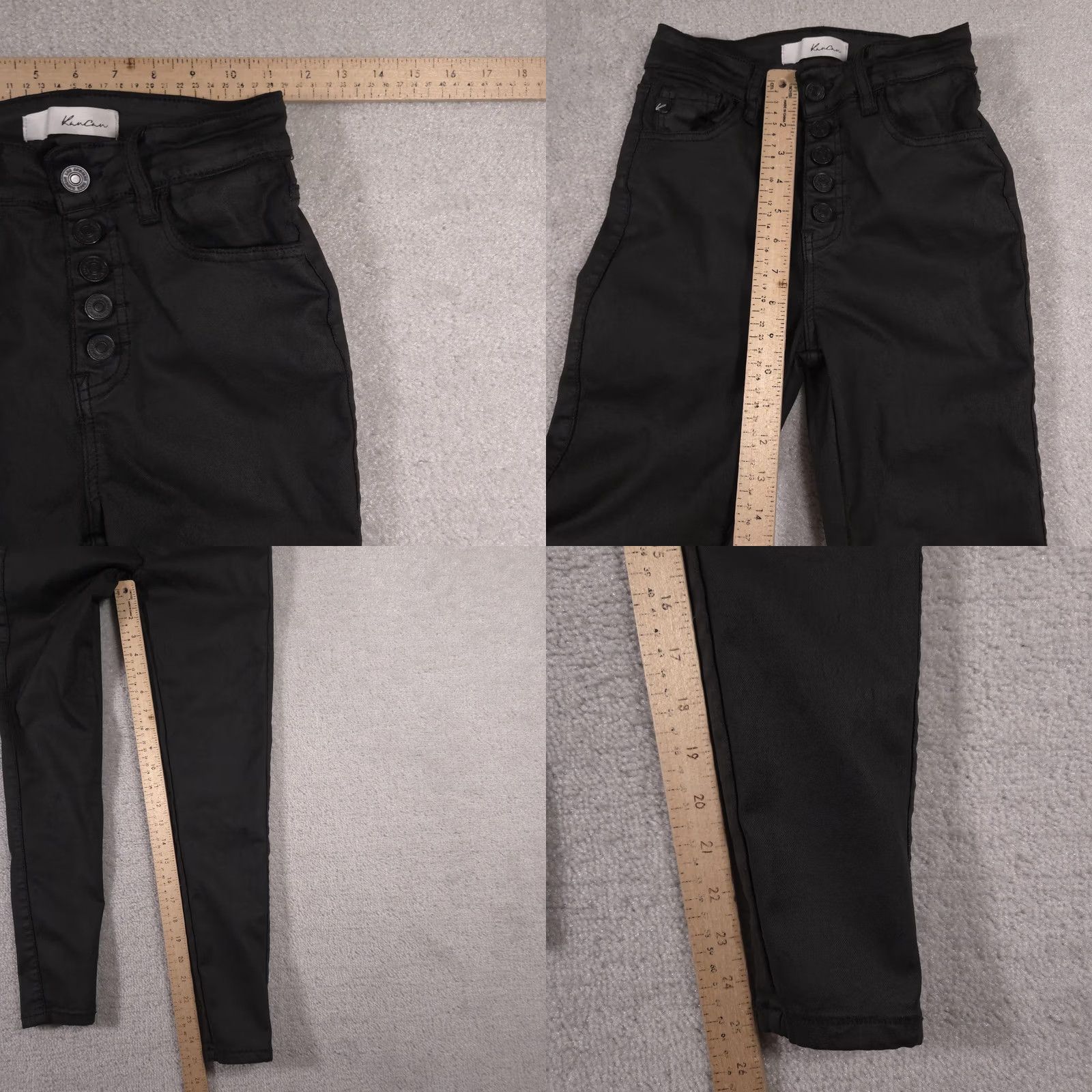Vintage KanCan Jeans Womens 7 27 Crop Skinny Button Fly Stretch Pants Jeggings Black Size 27" / US 4 / IT 40 - 9 Thumbnail