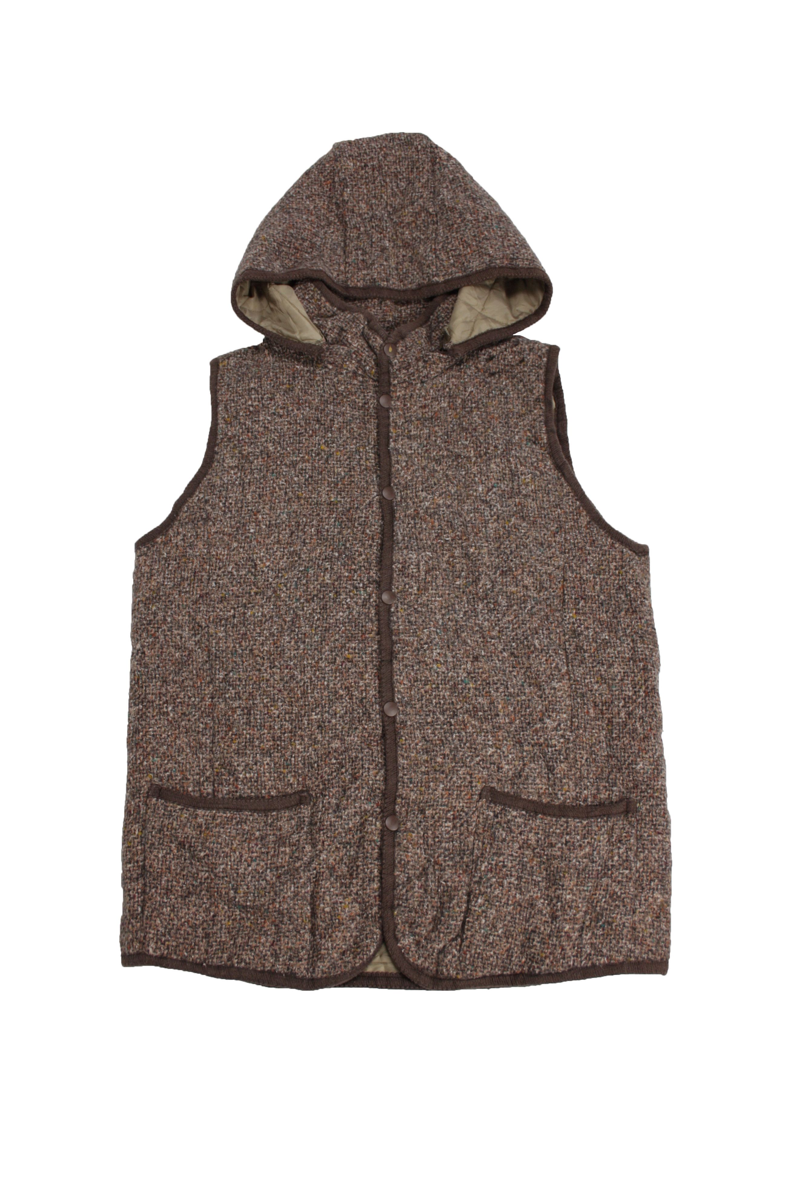 Global Work × Japanese Brand Shuca Global Work Woven Wool Blend Hooded Padded Vest Size L / US 10 / IT 46 - 1 Thumbnail
