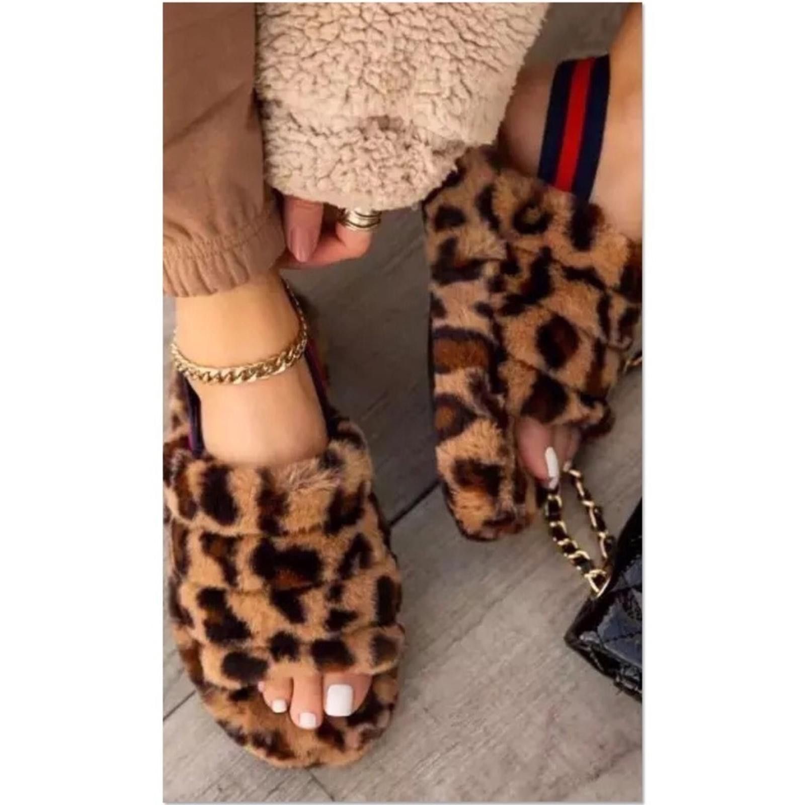 Designer Leopard Slipper​​​​​​​​s With Back Strap NWT Size US 9 / IT 39 - 3 Thumbnail