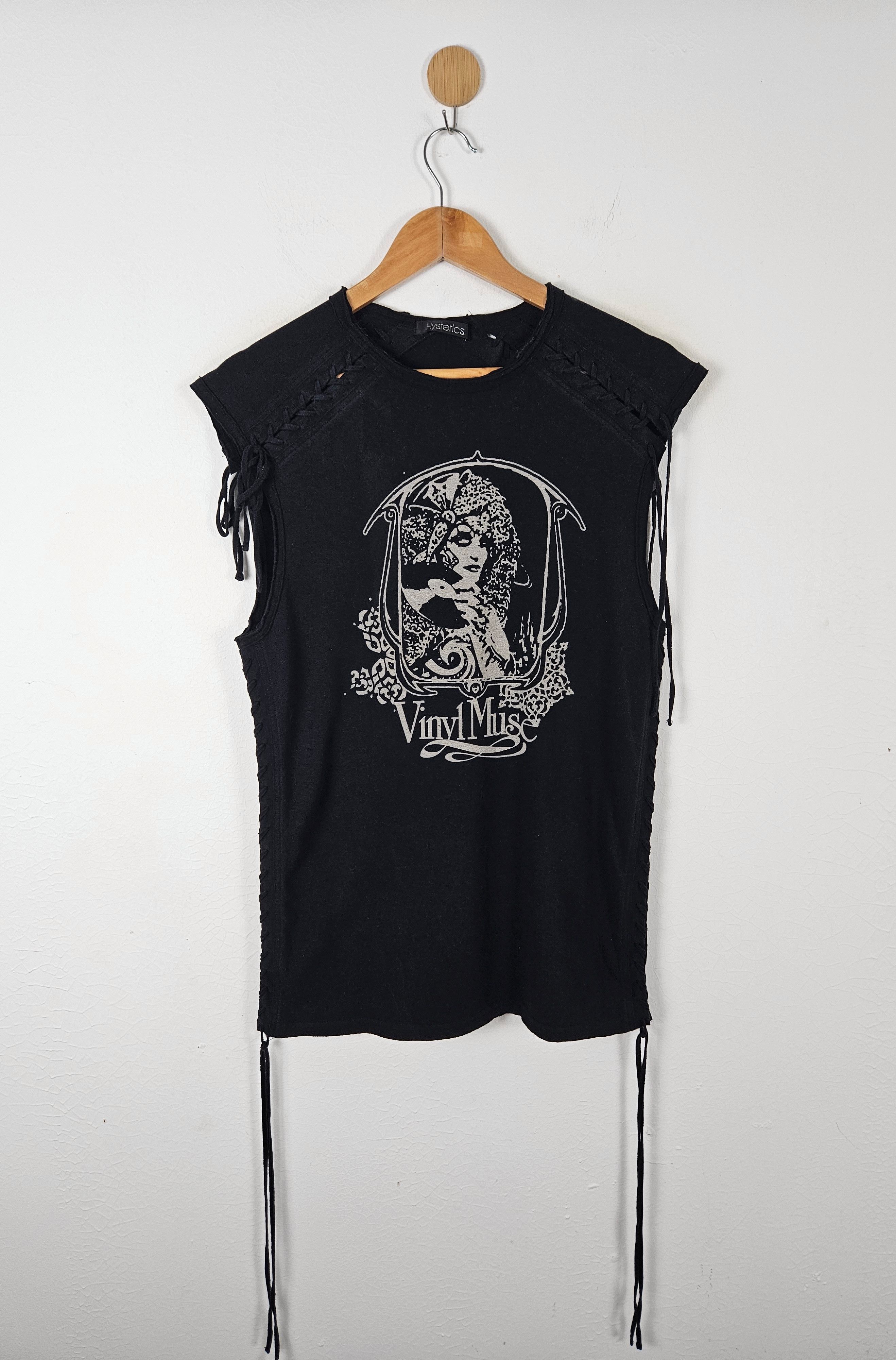 image of Hysteric Glamour Vinyl Muse Punk Bondage Tank Shirt in Black, Women's (Size Medium)
