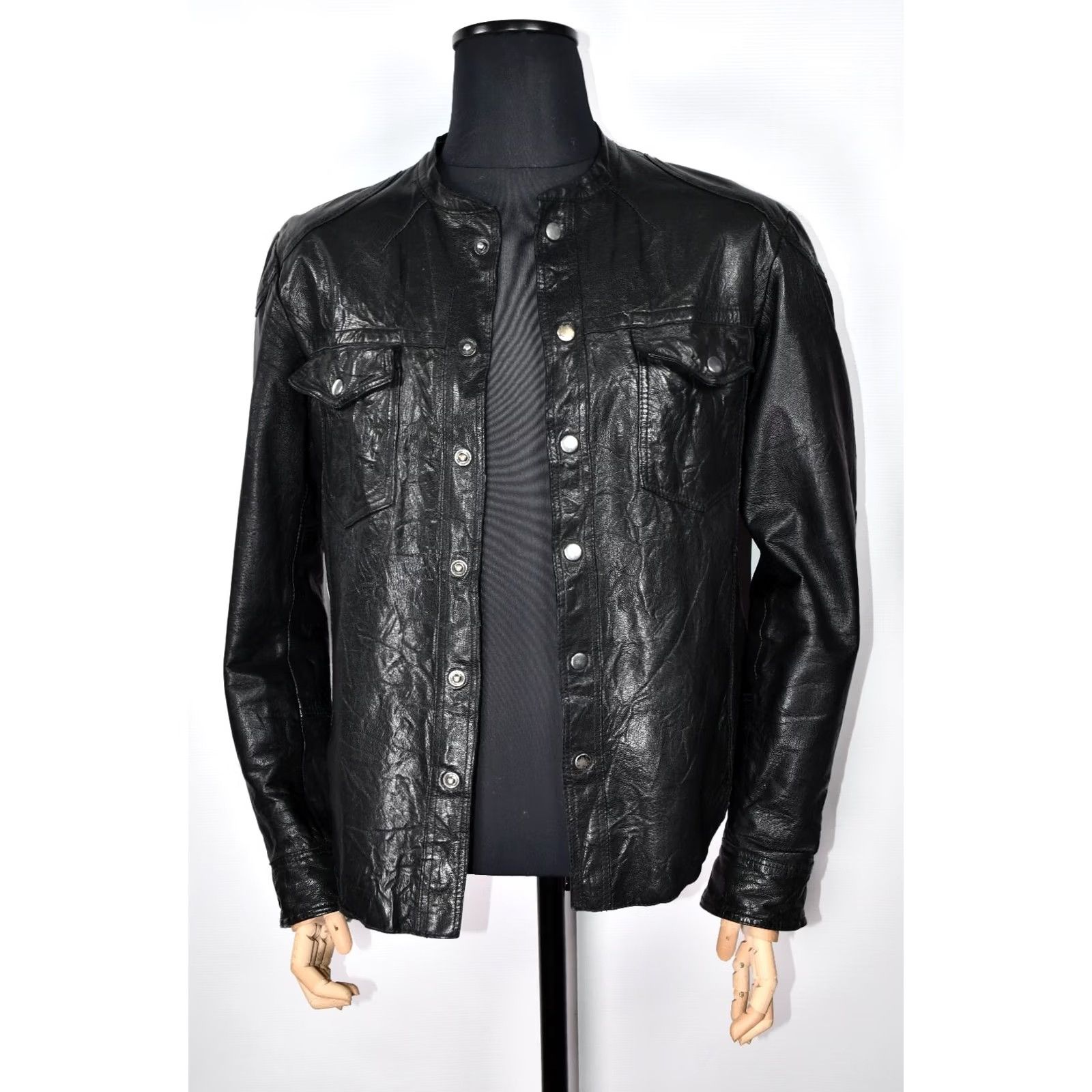 Allsaints All Saints Demon Shirt Jacket Men L Leather Black 58cm Chest 68cm Length Vintage? No Size US L / EU 52-54 / 3 - 3 Thumbnail
