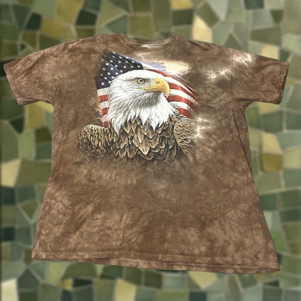 The Mountain The Mountain Shirt Mens 3XL Brown Tie Dye Bald Eagle American Flag Patriotic USA Size US XXL / EU 58 / 5 - 1 Thumbnail