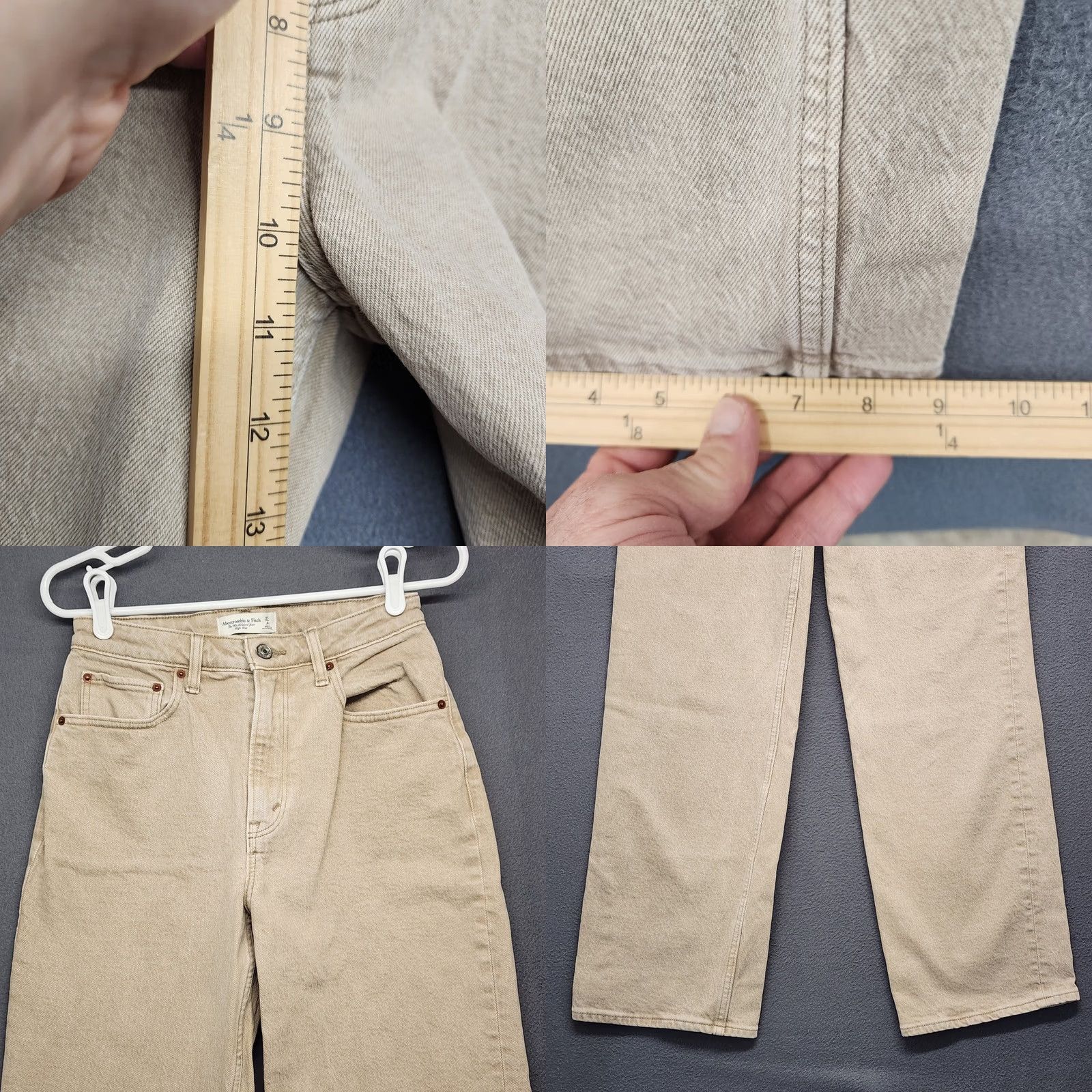 Abercrombie & Fitch Abercrombie 90s Relaxed High Rise Curve Love Jeans 4 Tan Straight Stretch Jeans Women Regular 30in Inseam Cotton Blend 5-Pocket Rise High Size 27" / US 4 / IT 40 - 8 Thumbnail