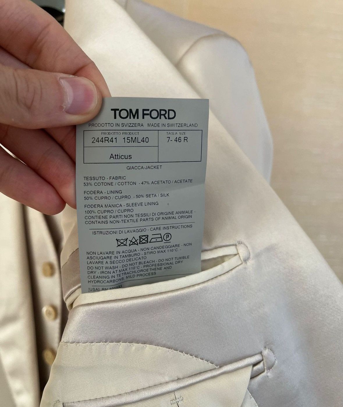 Tom Ford Suits in Cream White Color Size US S / EU 44-46 / 1 - 8 Thumbnail
