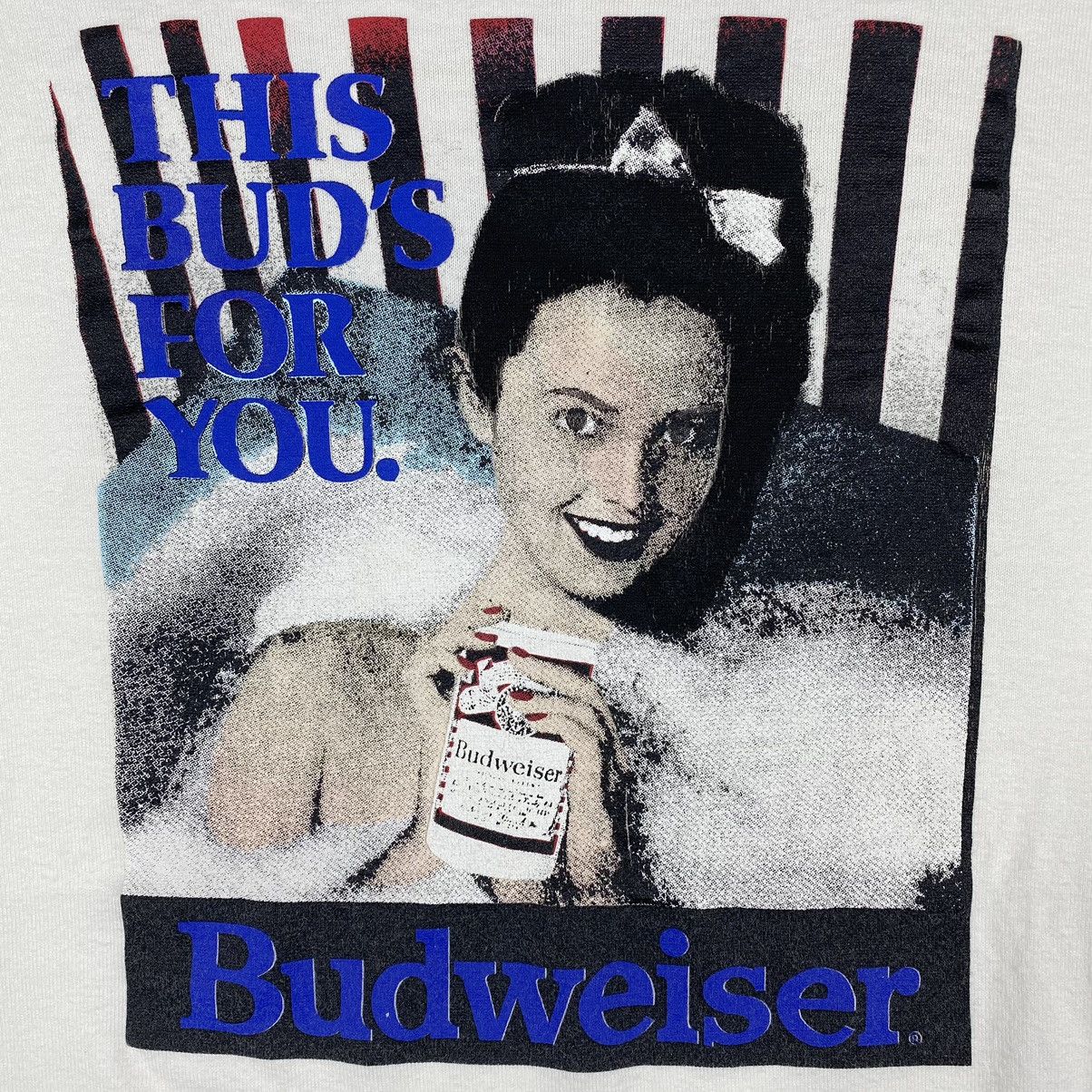 Budweiser × Vintage Vintage 80's BUDWEISER This Bud's For You Promo Tee Size US L / EU 52-54 / 3 - 4 Thumbnail