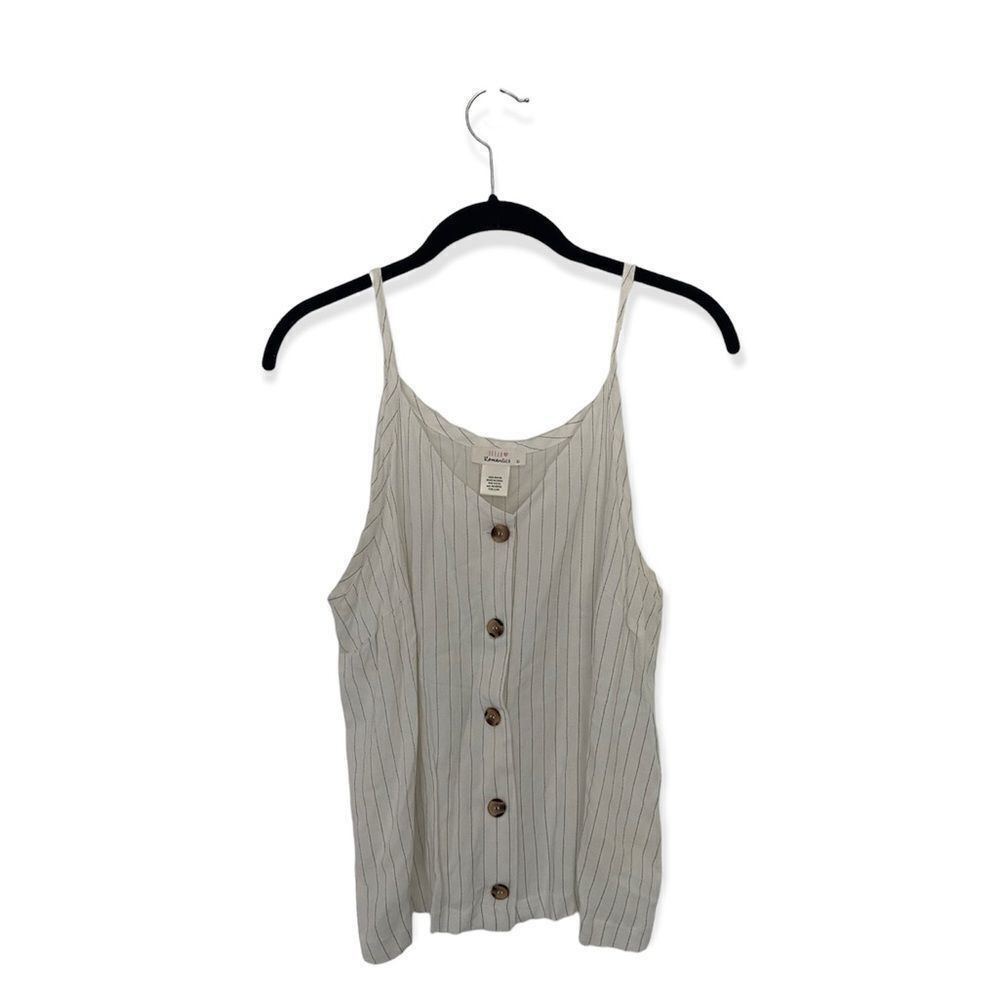 Other Urban Romantics White Striped Button-Front Tank Top | Size L Size L / US 10 / IT 46 - 3 Thumbnail