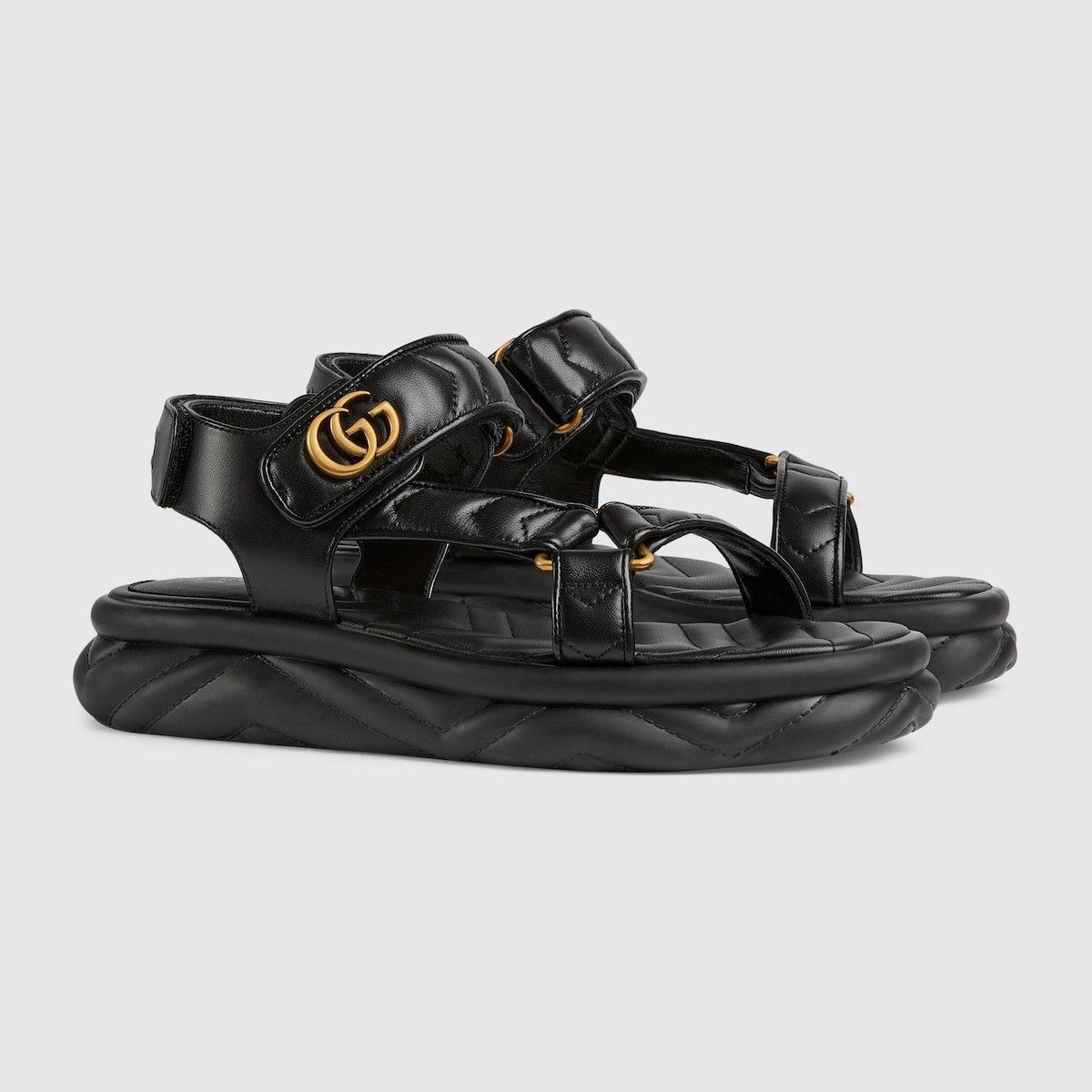 Gucci o1s1wg110225 Women's Sandals With Double G in Black Size US 7.5 / IT 37.5 - 2 Thumbnail