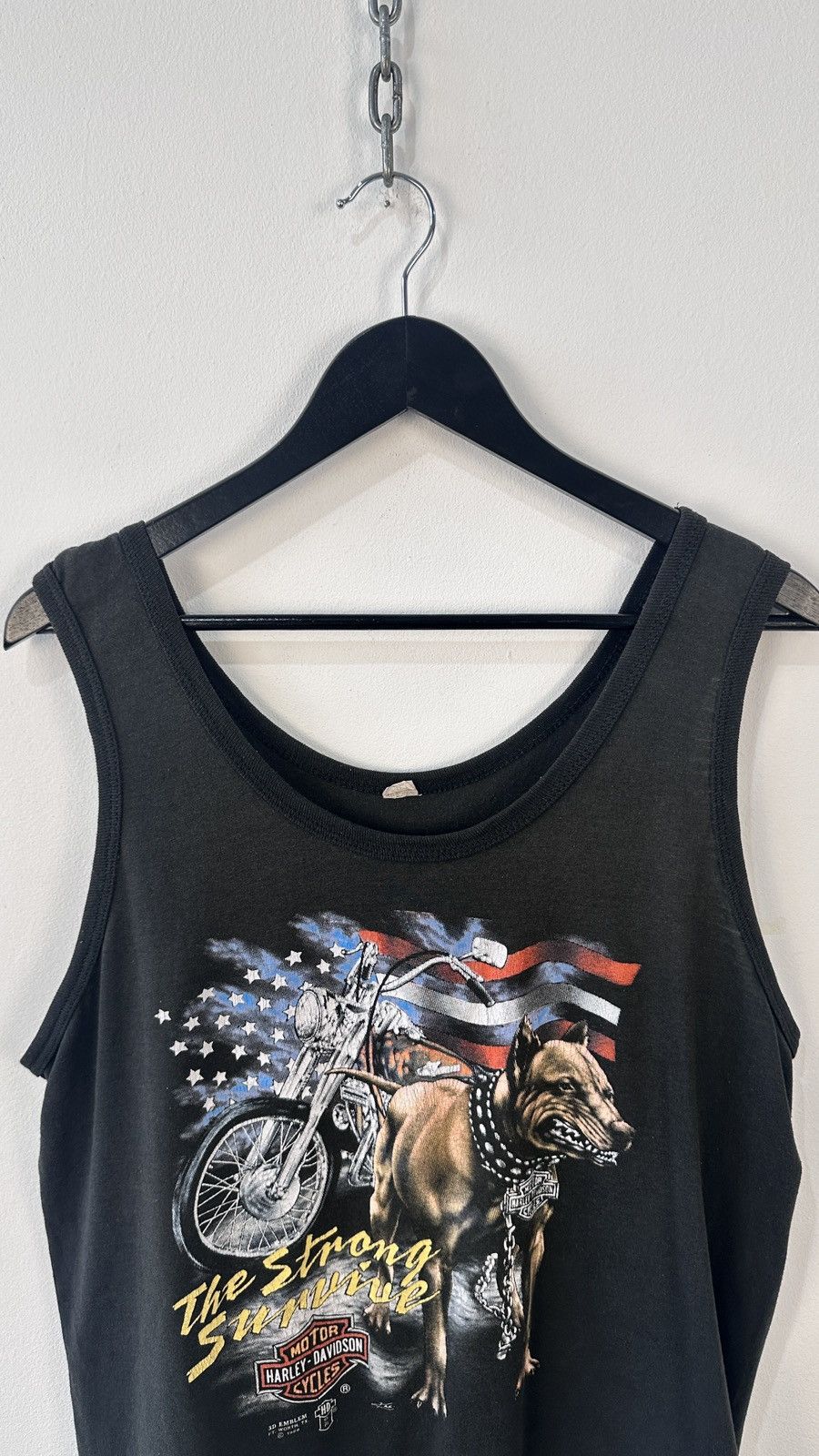 Harley Davidson Vtg 1988 Harley Davidson 3D Emblem Pitbull Tank Top Faded Size US M / EU 48-50 / 2 - 4 Thumbnail