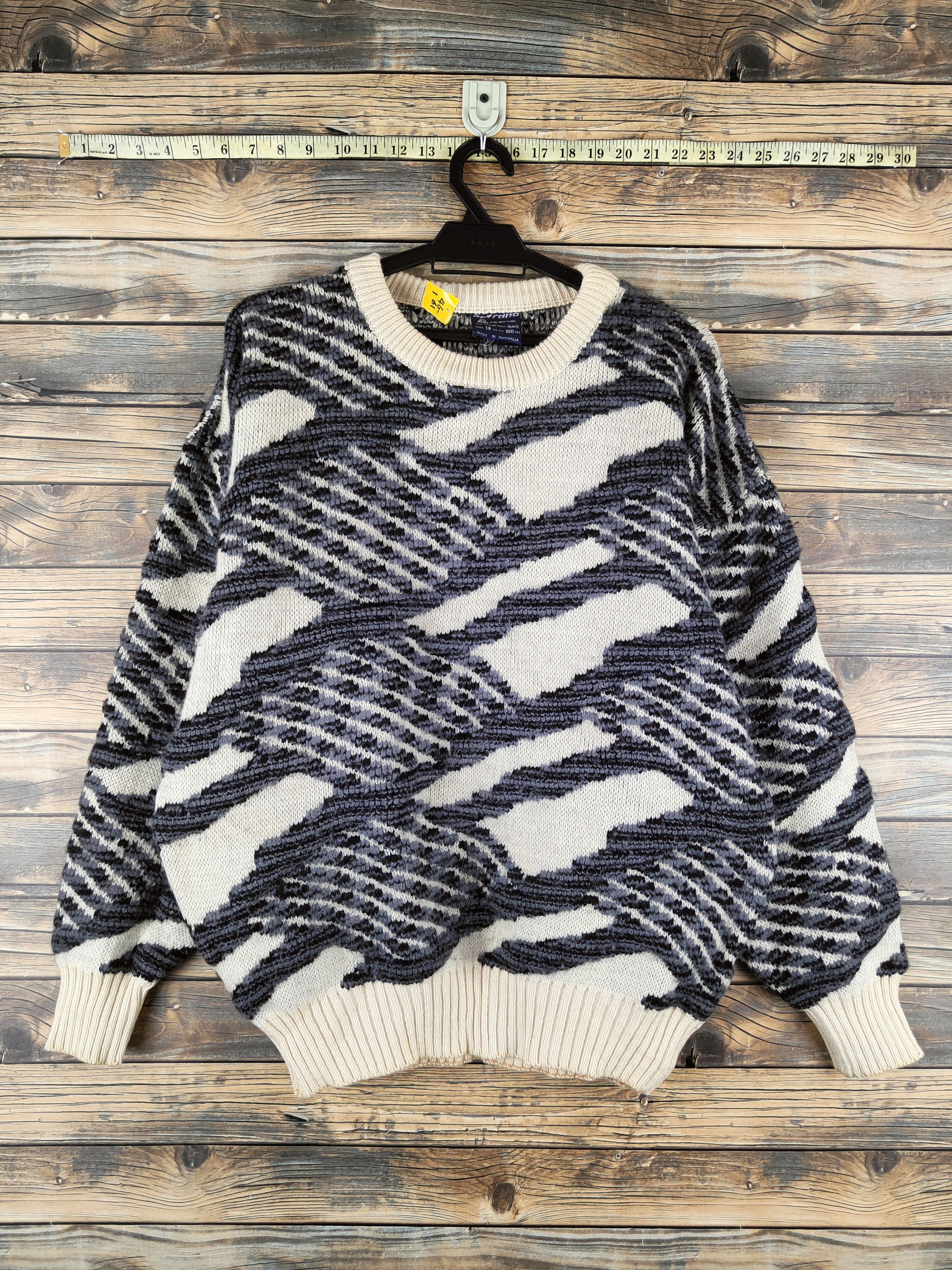 Vintage DL Sovrano Ivory Black Knitwear Sweatshirts #46-161 Size US L / EU 52-54 / 3 - 1 Thumbnail