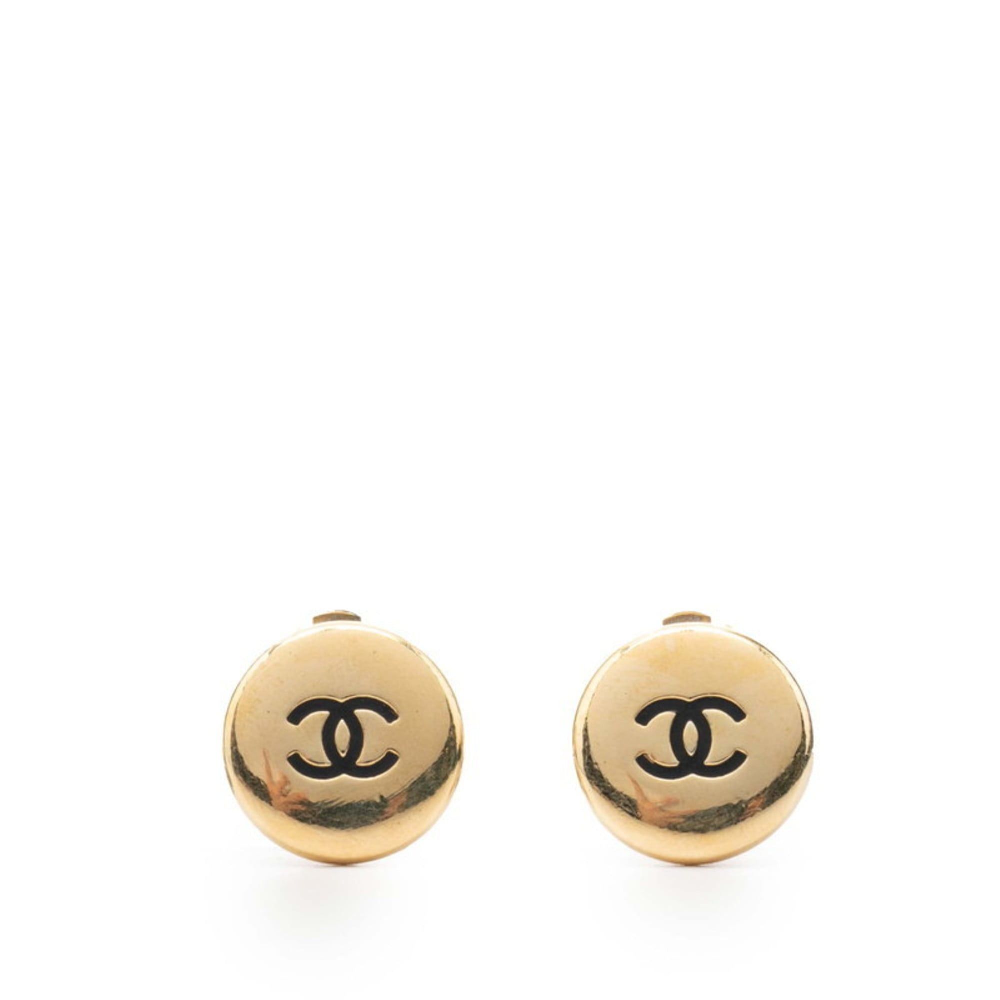 Chanel Chanel Coco Mark Round Earrings, Gold Plated, Women's, CHANEL Size ONE SIZE - 1 Thumbnail