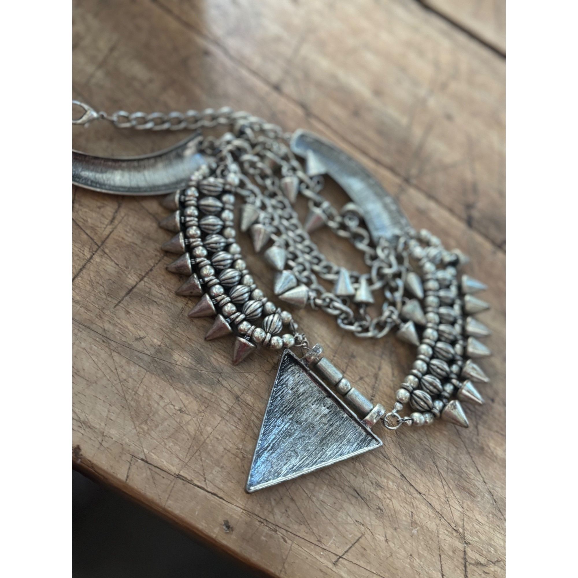 Other Bohemian Tribal Statement Necklace With Engraved Triangular Size ONE SIZE - 6 Thumbnail
