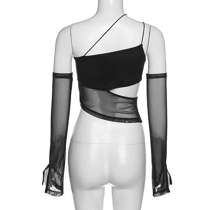Japanese Brand Cut Out Mesh Crop Top with Sleeves Fairy Grunge Size M / US 6-8 / IT 42-44 - 7 Thumbnail