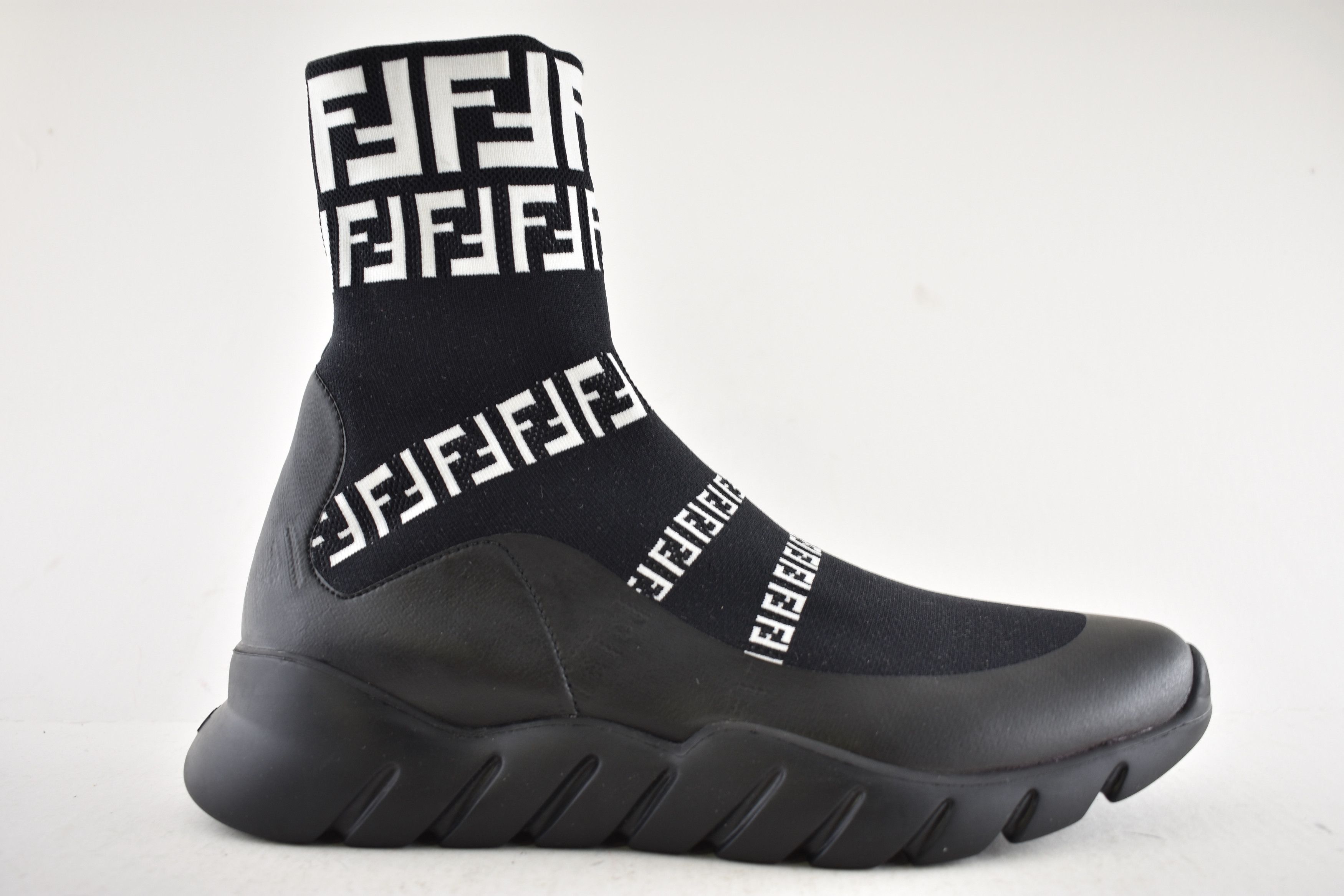 Fendi Fendi White FF Logo Knit Sock Trainer Sneaker UK 9 US 10 Size US 10 / EU 43 - 2 Thumbnail