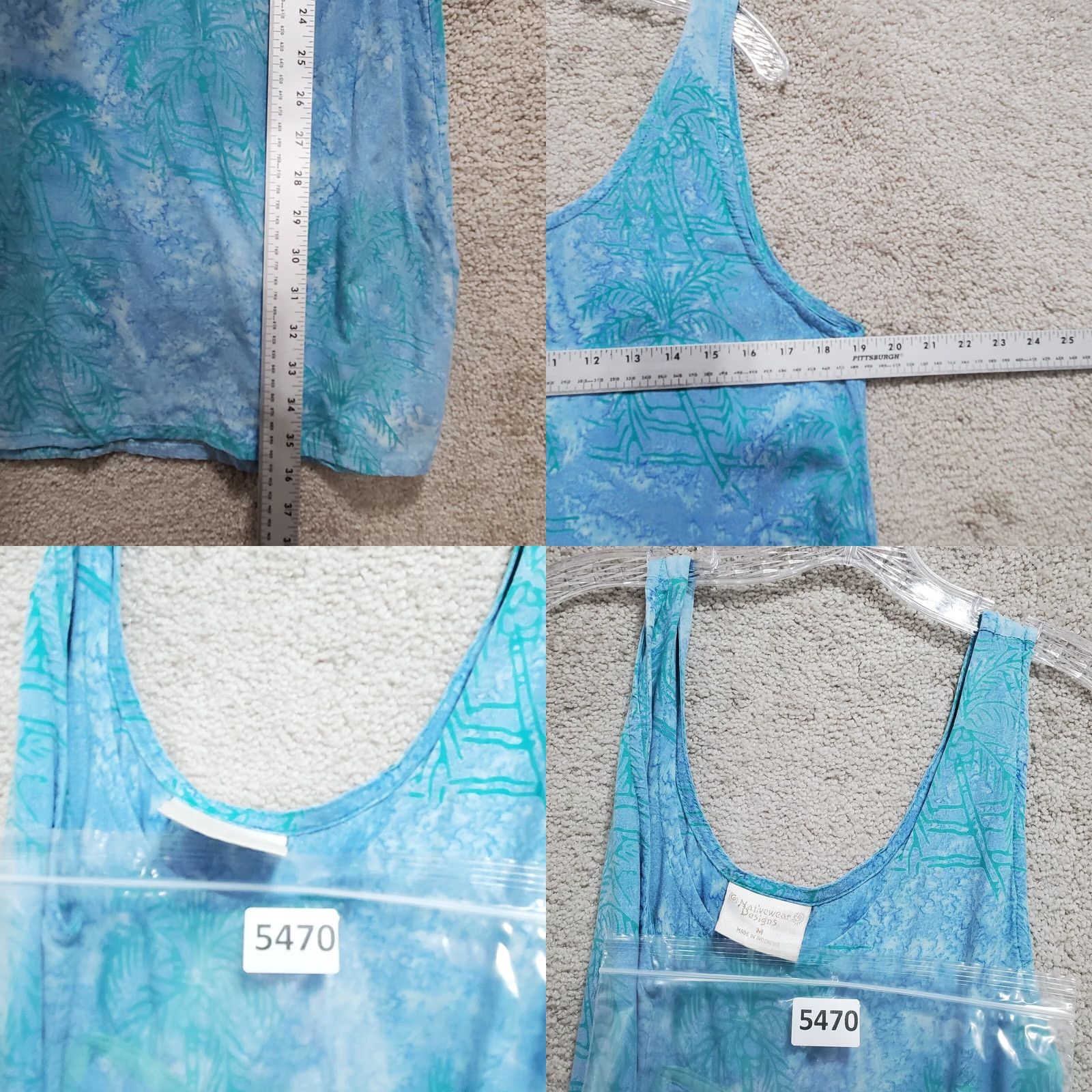 Native Native Wear Tank Top Women's Medium Blue Palm Tree Print Pullover Size M / US 6-8 / IT 42-44 - 9 Thumbnail