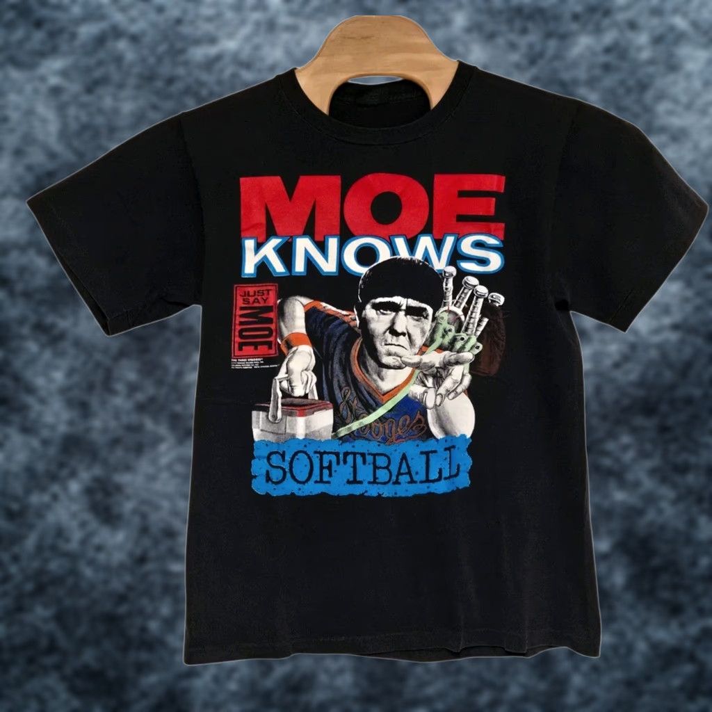 Changes VINTAGE 1991 Three Stooges Moe Knows Softball Single Stitch T-Shirt Large Mens Black Cotton Graphic Tee 1990s Sportswear/Beach Personalized Size US L / EU 52-54 / 3 - 1 Thumbnail
