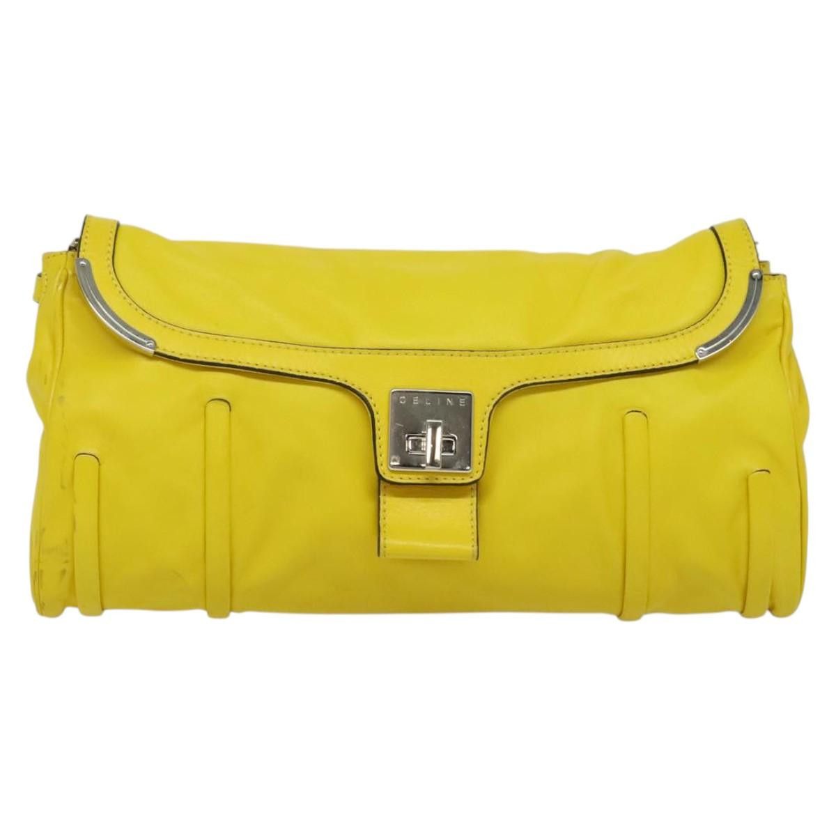 Celine CELINE Chain Shoulder Bag Leather Yellow Silver Size ONE SIZE - 2 Thumbnail