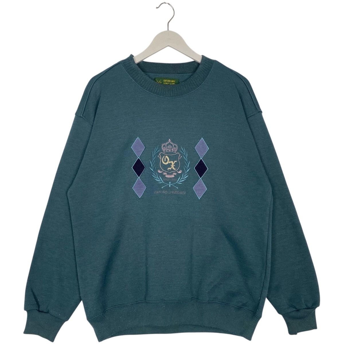 Vintage Vintage 90s Oxford University Golf Club Sweatshirt Green Size US M / EU 48-50 / 2 - 1 Thumbnail