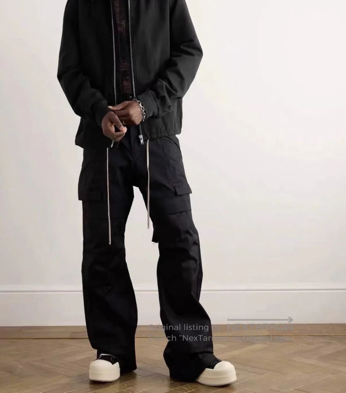 Rick Owens Black Cargo Pants with Multiple Pockets Size 34. Size US 34 / EU 50 - 8 Thumbnail