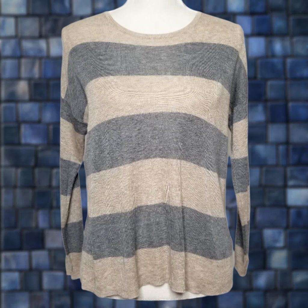 Eileen Fisher Eileen Fisher Womens Pullover Sweater Tencel Merino Wool Striped PM Multicolor Round Neck Long Sleeve Size M / US 6-8 / IT 42-44 - 1 Thumbnail