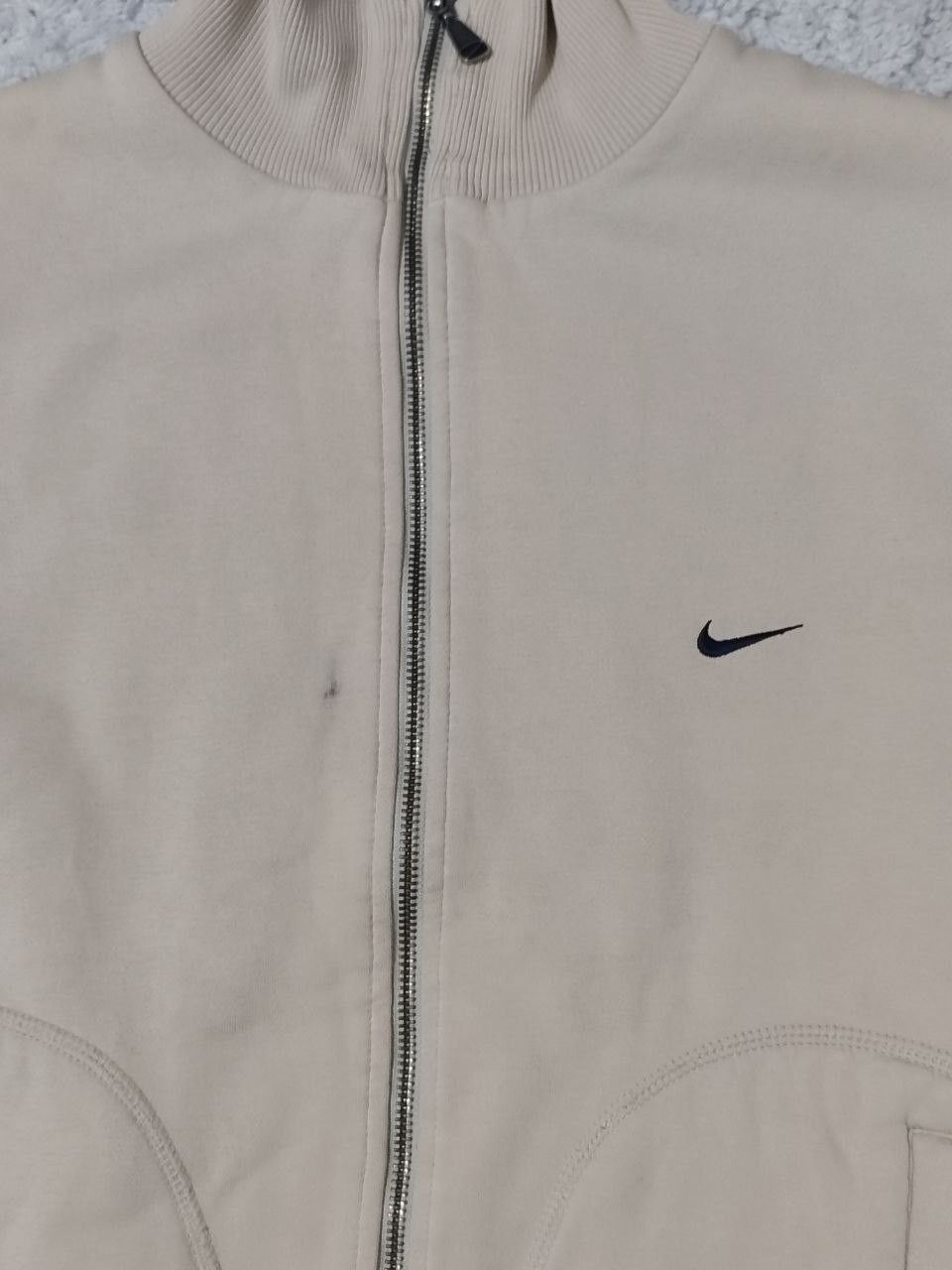Nike × Vintage 🙉 Vintage Nike Full Zip Sweatshirt Beige 90s Size US S / EU 44-46 / 1 - 3 Thumbnail