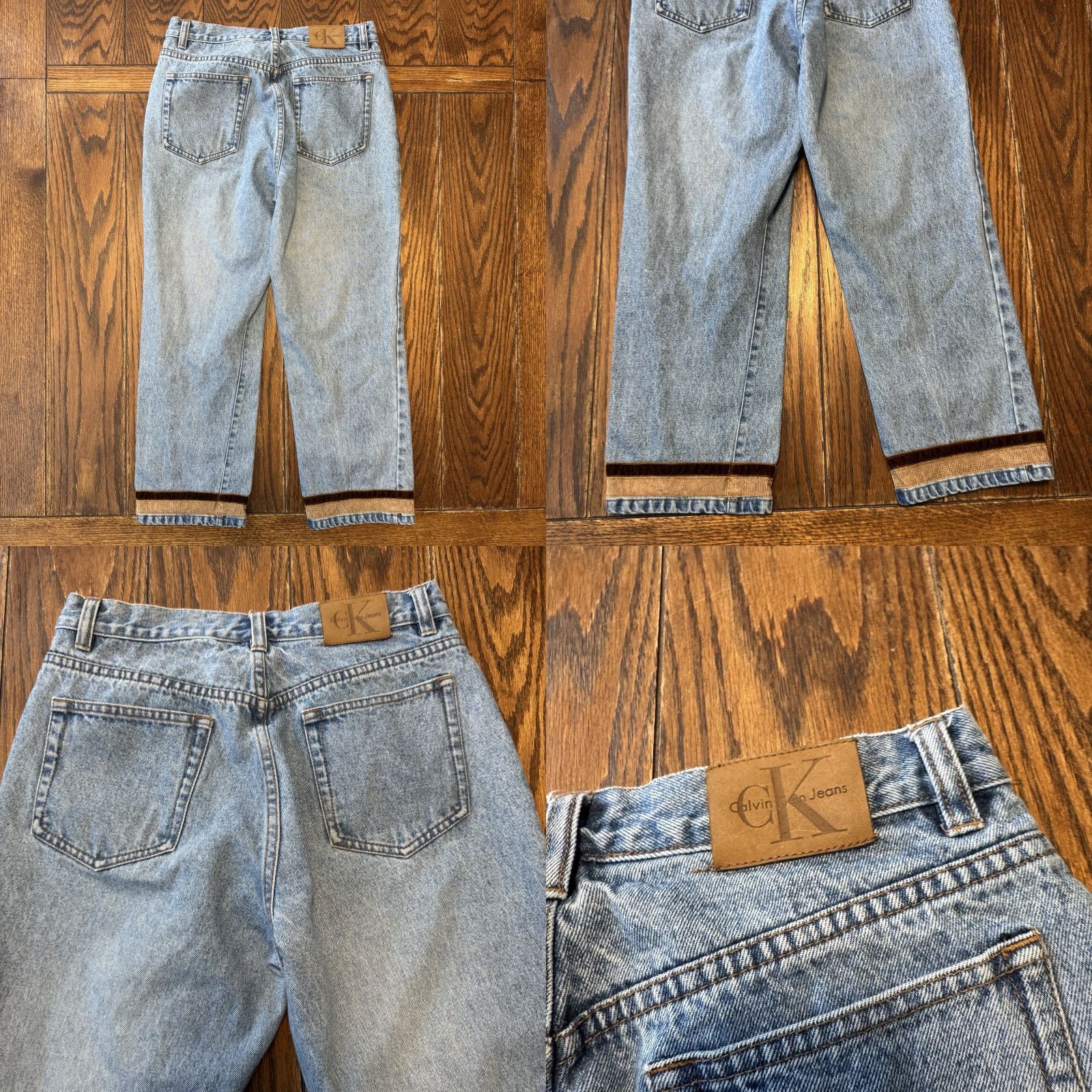 Calvin Klein VINTAGE Calvin Klein Jeans Womens Cotton Straight Leg Jeans Mom Size 8 Suede Bottoms Blue 90s Denim Classic USA 30x25 Womens Jeans Size 30" / US 8 / IT 44 - 8 Thumbnail