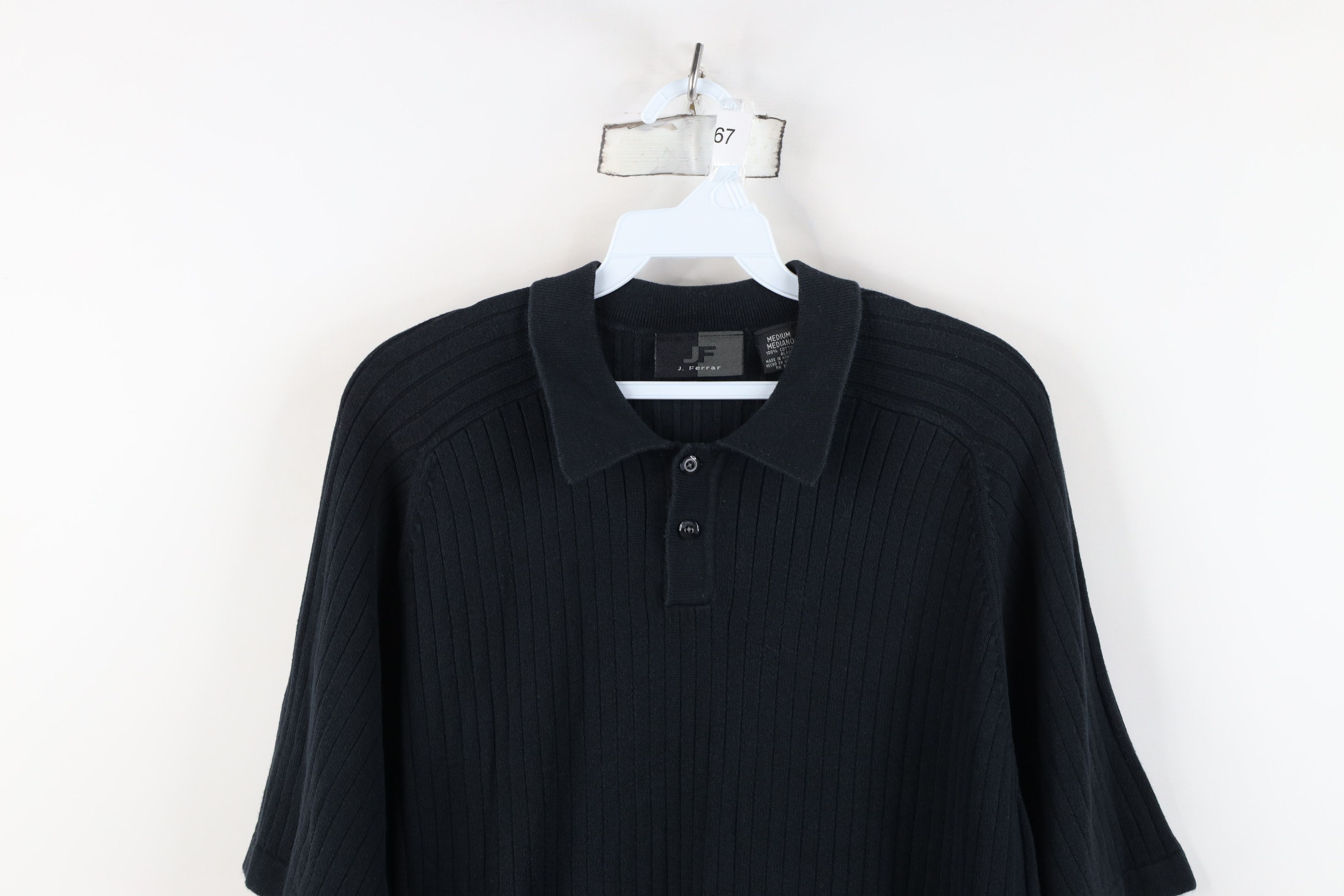 Vintage Vintage 90s Y2K Streetwear Ribbed Knit Collared Polo Black Size US M / EU 48-50 / 2 - 2 Thumbnail