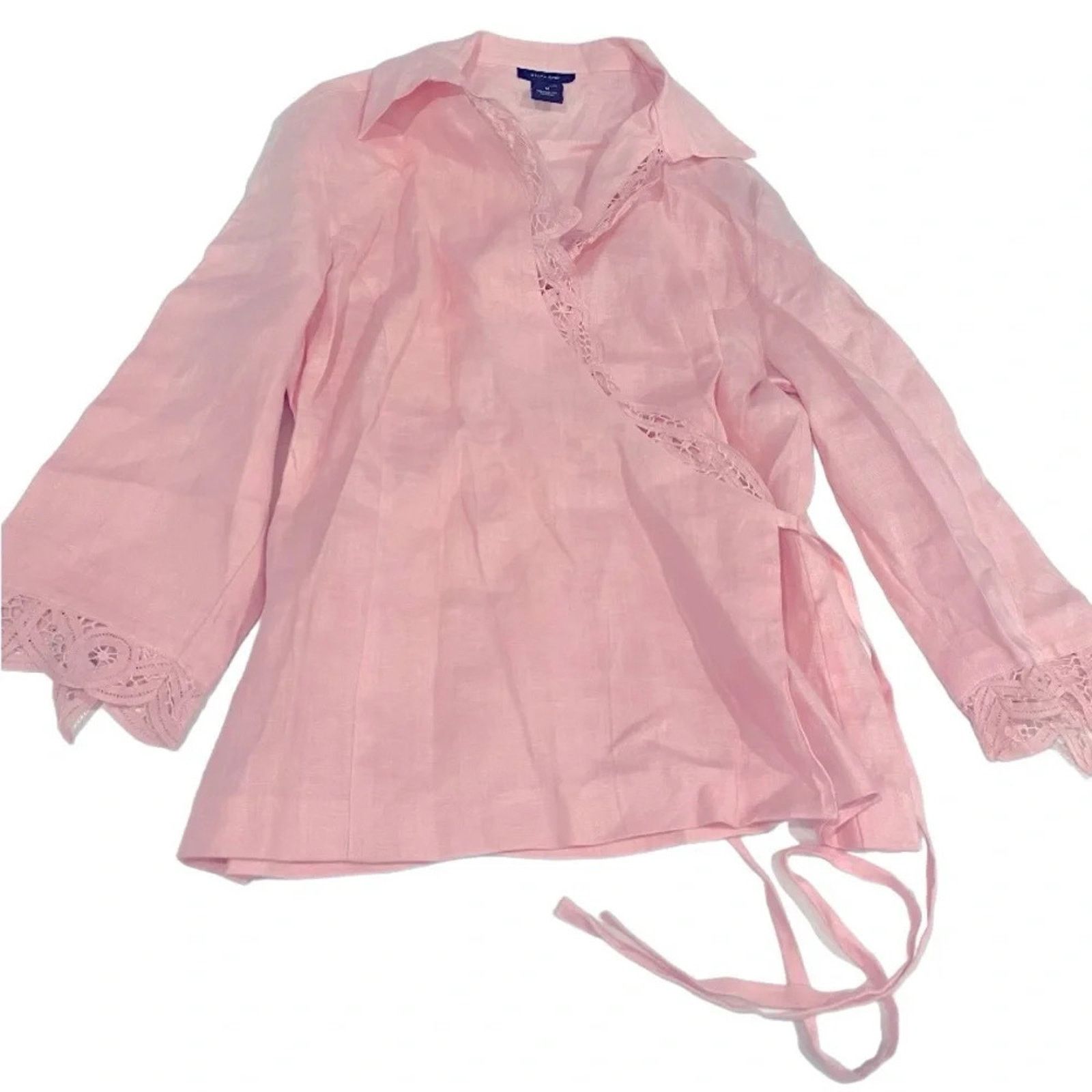The Unbranded Brand Silkland 100% linen true wrap top, size Medium. Size M / US 6-8 / IT 42-44 - 1 Thumbnail