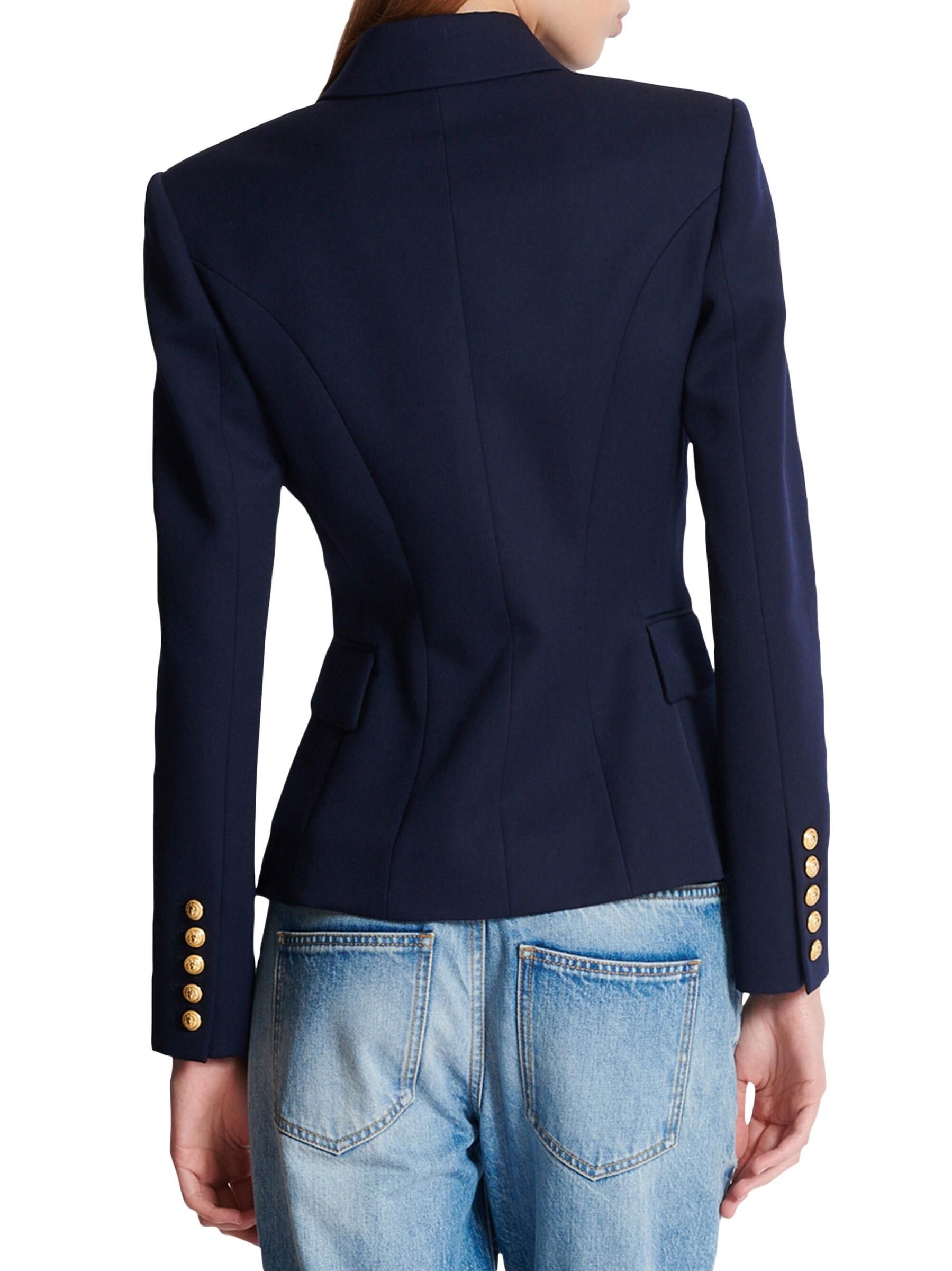 Balmain o1s1wg110825 Wool Double Breasted Jacket in Navy Blue Size XL / US 12-14 / IT 48-50 - 4 Thumbnail