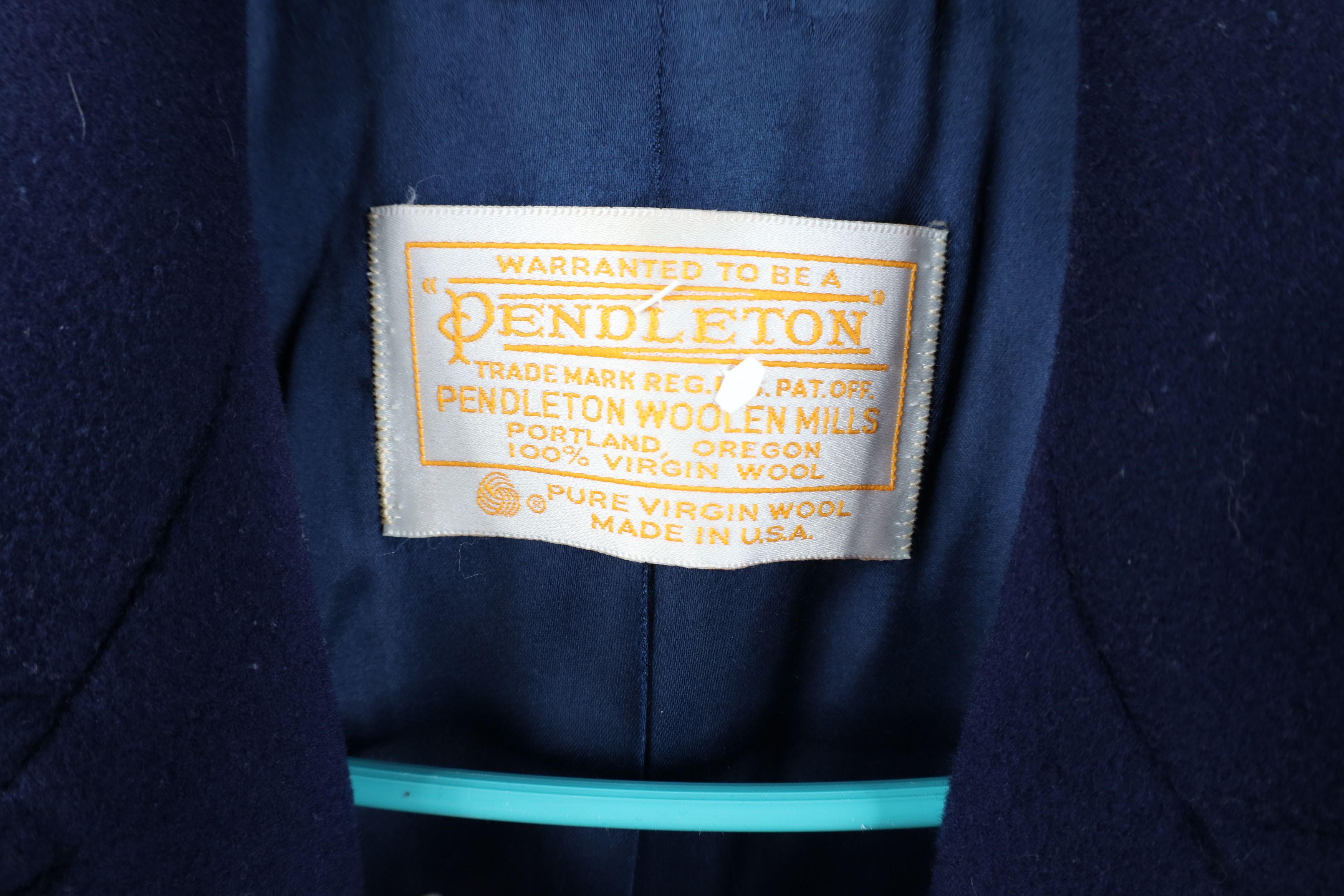 Pendleton Vintage 90s Pendleton Heavy Wool Trench Coat Jacket Blue USA Size XL / US 12-14 / IT 48-50 - 10 Thumbnail