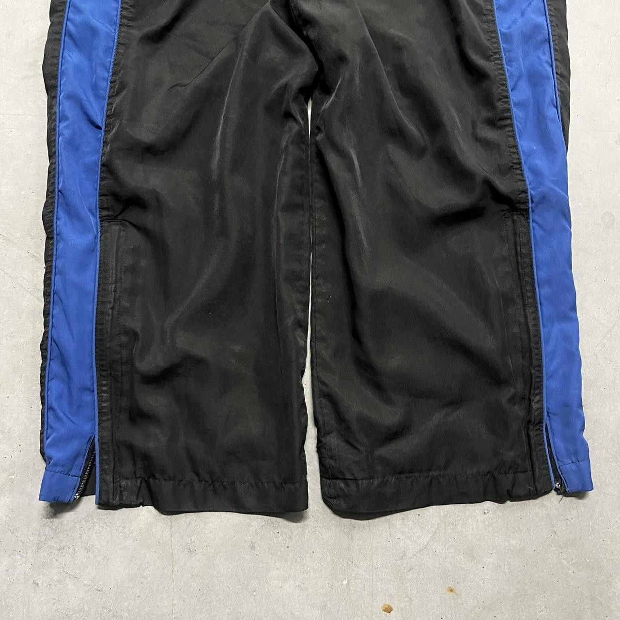 Vintage Vintage Y2K/2000s Baggy Black and Blue Striped TrackPants with adjustable waist band and leg zippers! Size US 36 / EU 52 - 4 Thumbnail